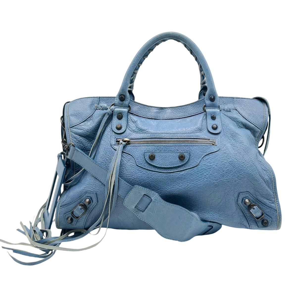 Balenciaga Blue Leather 2-Way City Bag
