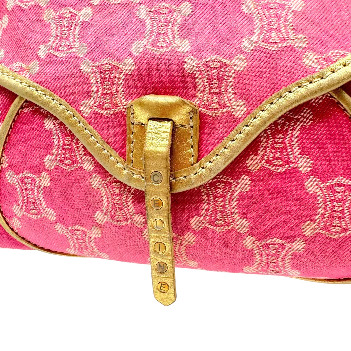 Celine Pink Denim Triomphe Monogram Poulbot Bag - Outfit Repeater