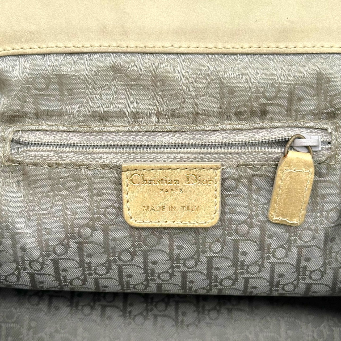 Christian Dior Ivory Suede Leather Bowler Bag