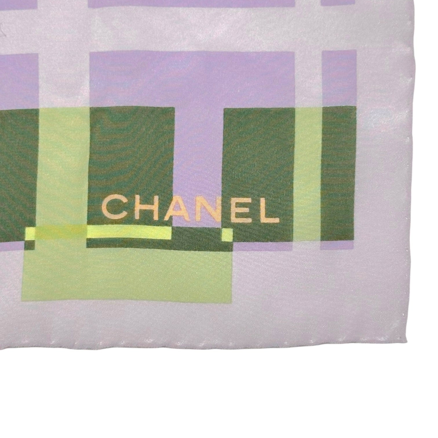 Chanel Silk Square Scarf Pastel Purple Multicolor CC Logo