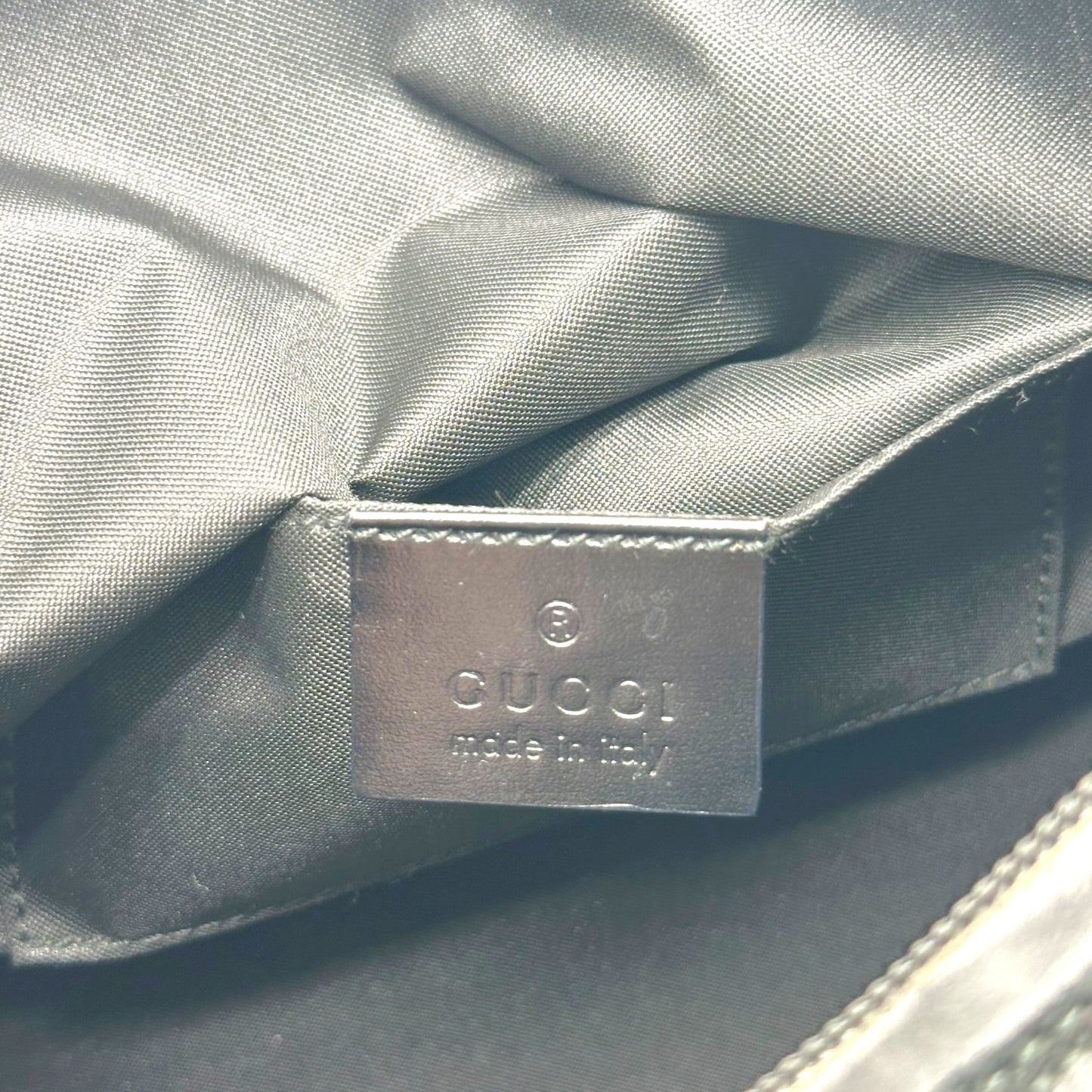 Gucci Black Embossed Monogram Suede Shoulder Bag