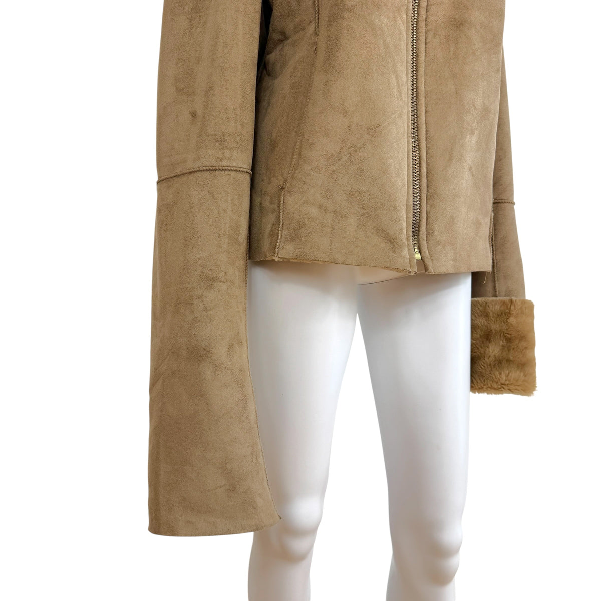 Dolce & Gabbana Tan Shearling Zip-Up Jacket