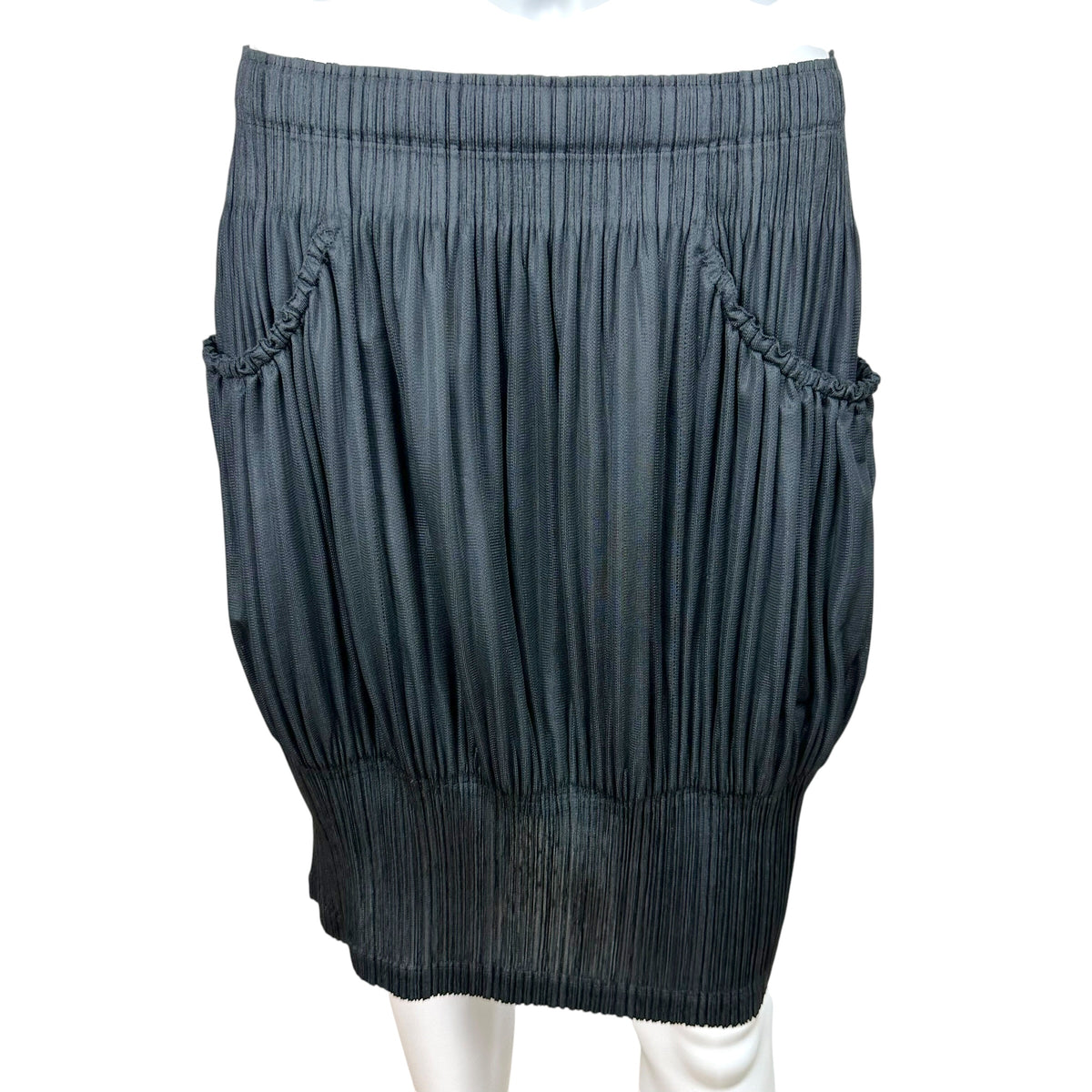 Issey Miyake Pleats Please Black Pleated Midi Skirt