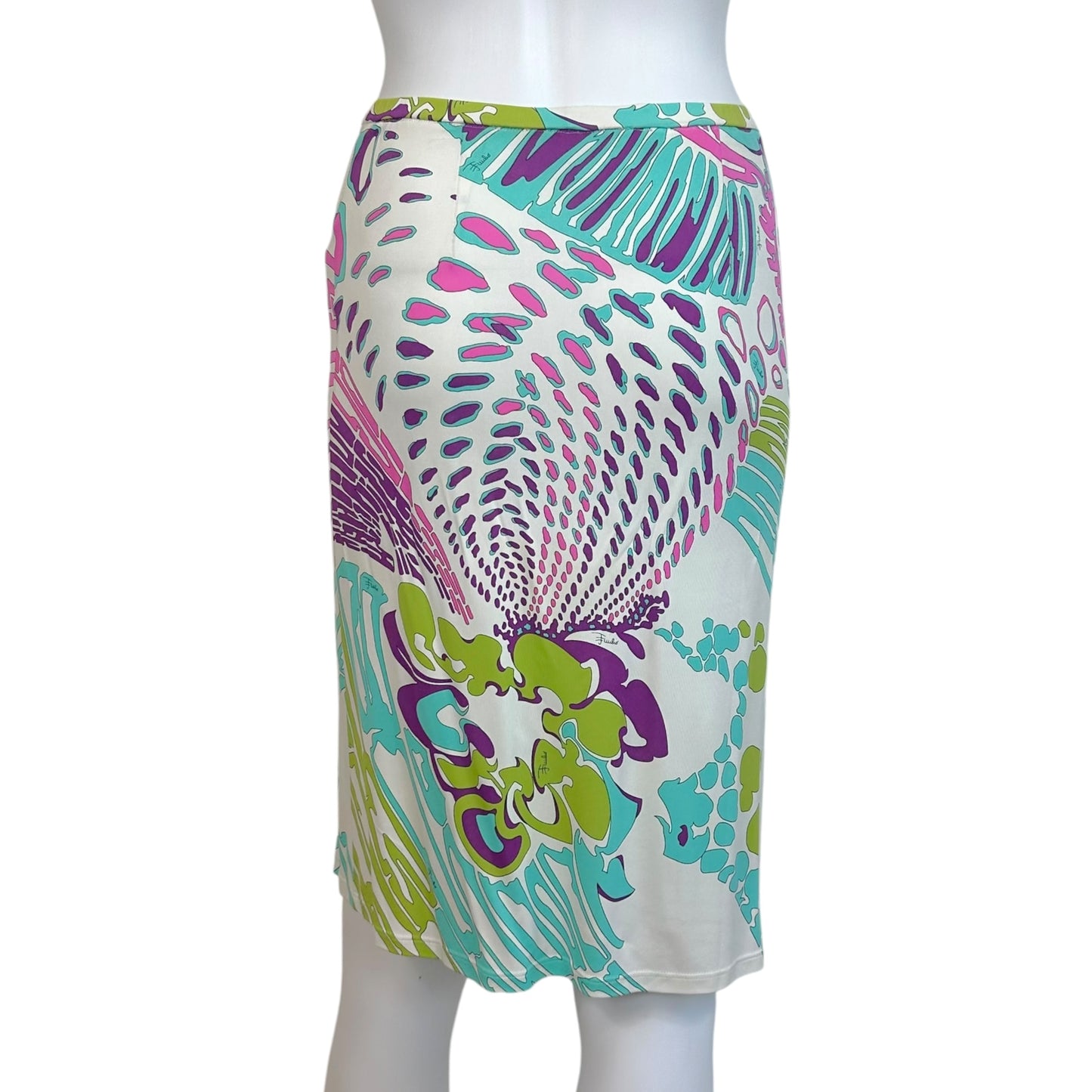 Emilio Pucci Turquoise & Pink Printed Midi Skirt