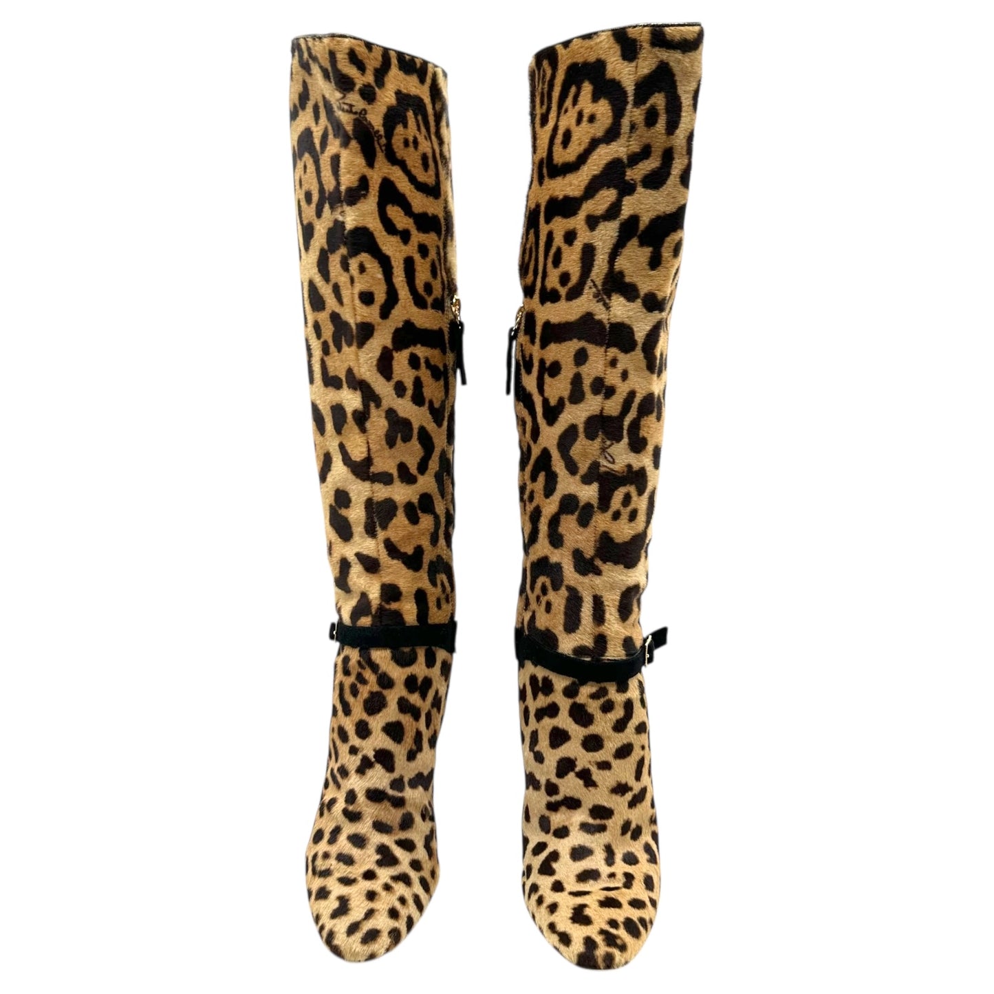 Roberto Cavalli Leopard Print Ponyhair Heeled Boots