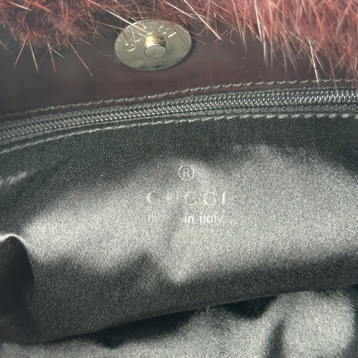 Gucci Hobo Bag Burgundy Mink Fur Shoulder