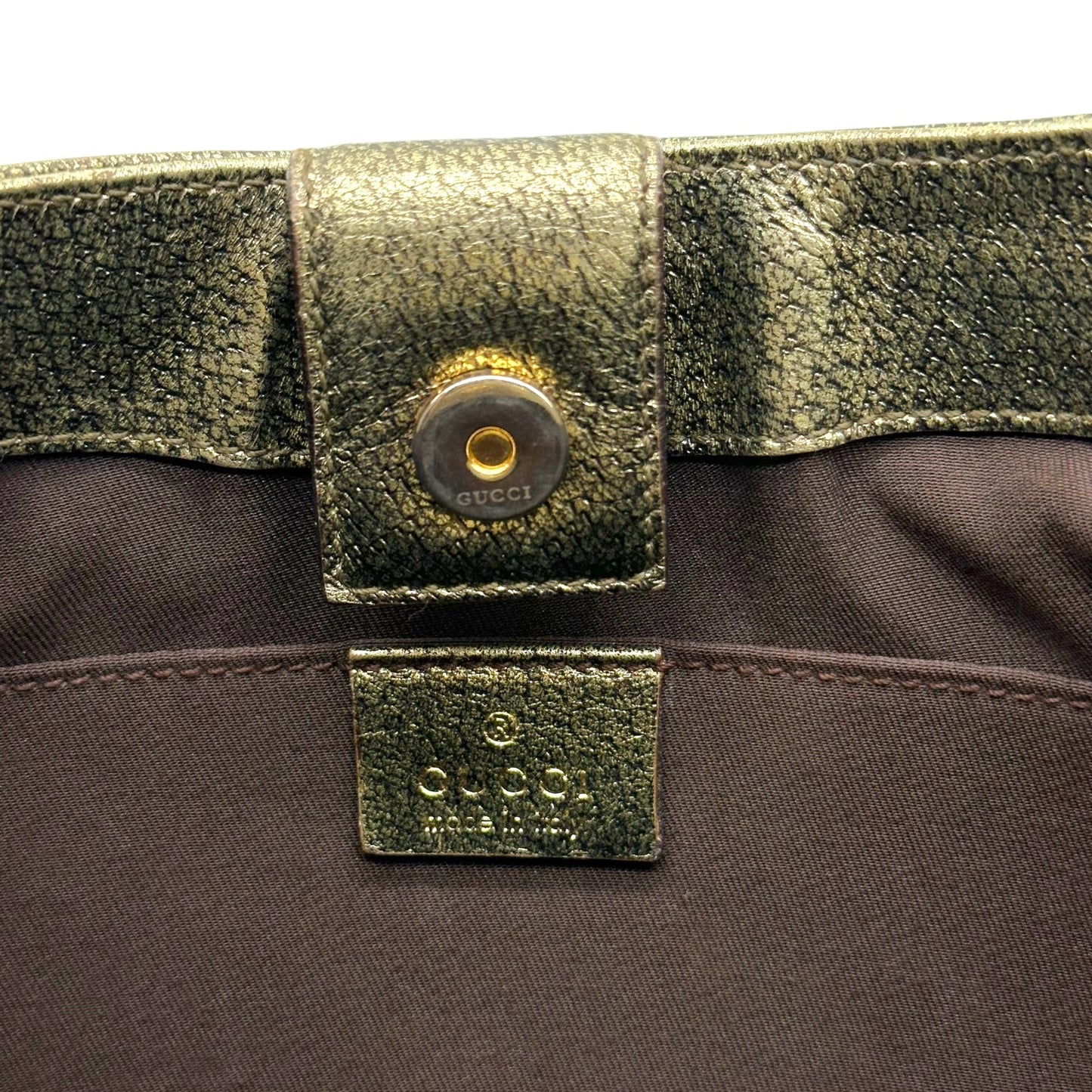 Gucci Shoulder Bag Tan Monogram Gold Bamboo Accents