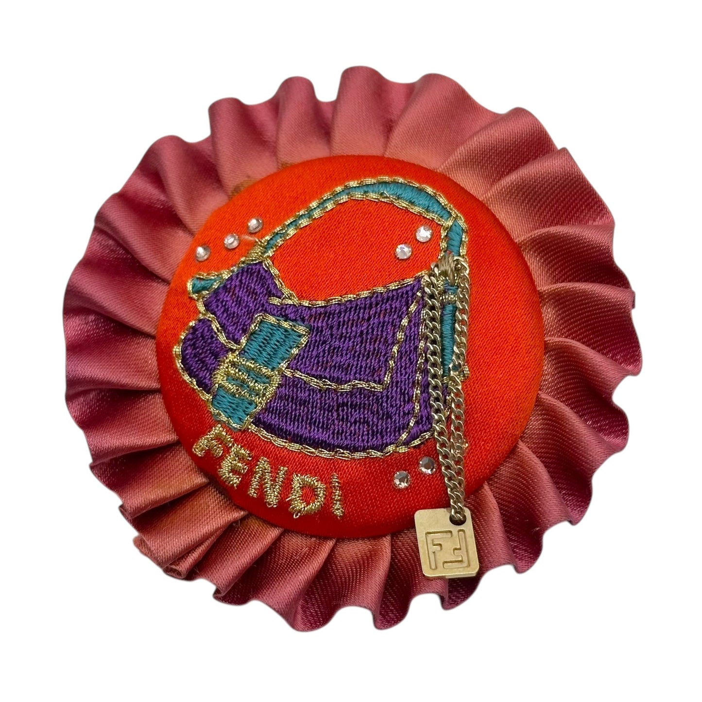 Fendi Baguette Rhinestone Pin Brooch