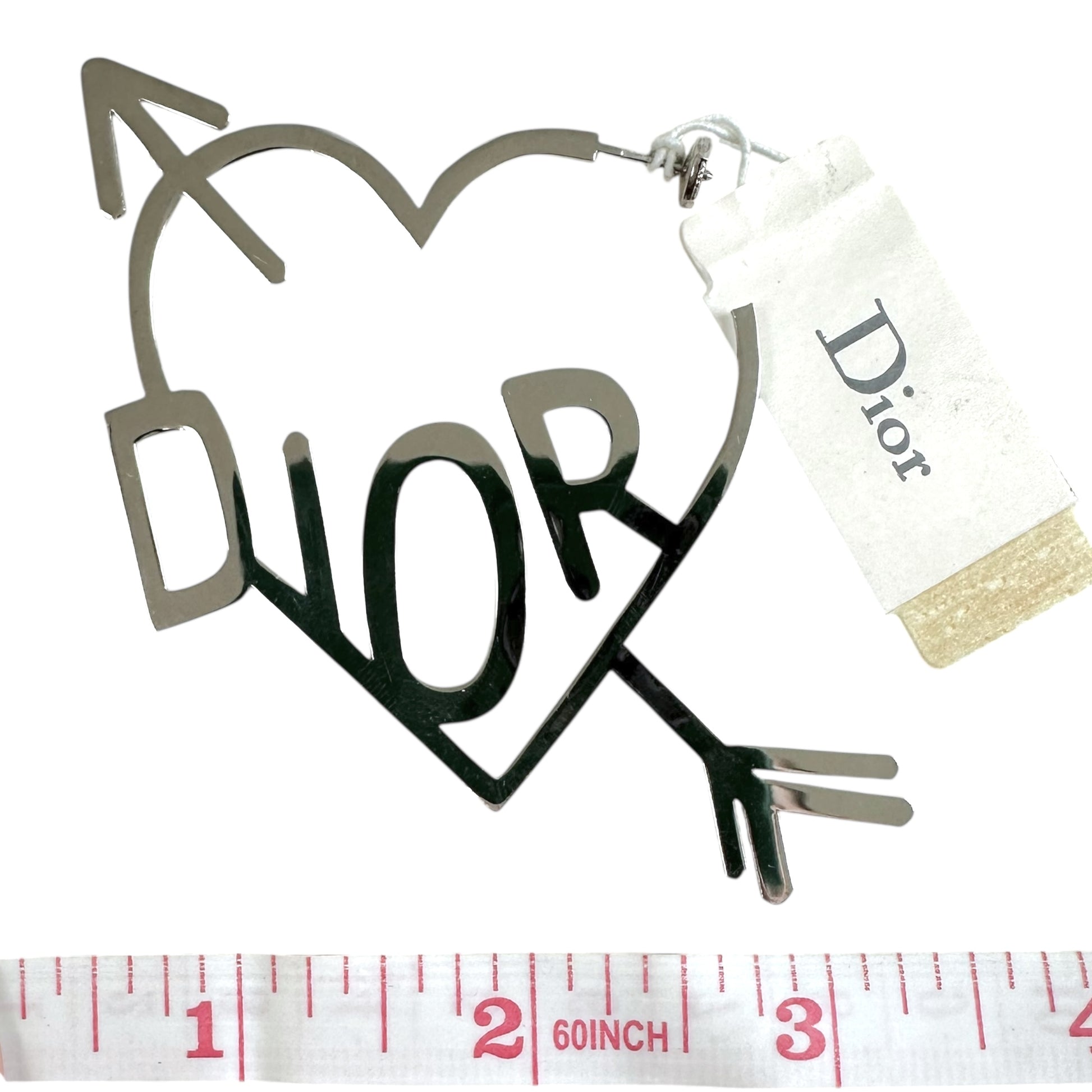Christian Dior Large 'I Heart Dior' Silver Earrings - Outfit Repeater