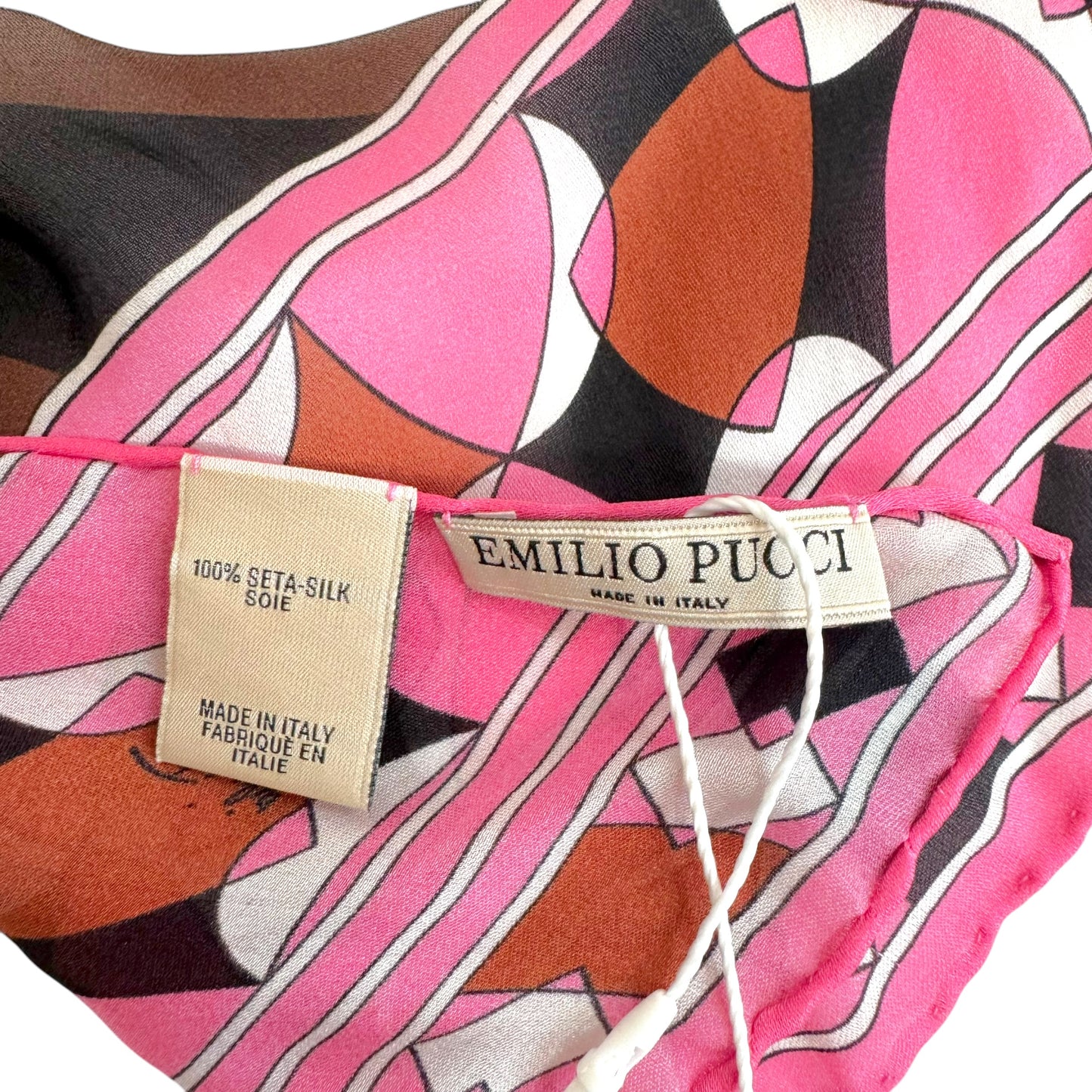 Emilio Pucci Brown & Pink Striped Sheer Silk Stole Scarf