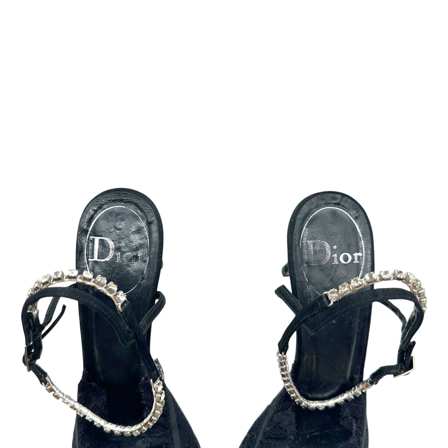 Christian Dior Black Lace & Crystal Pointed Toe Heels
