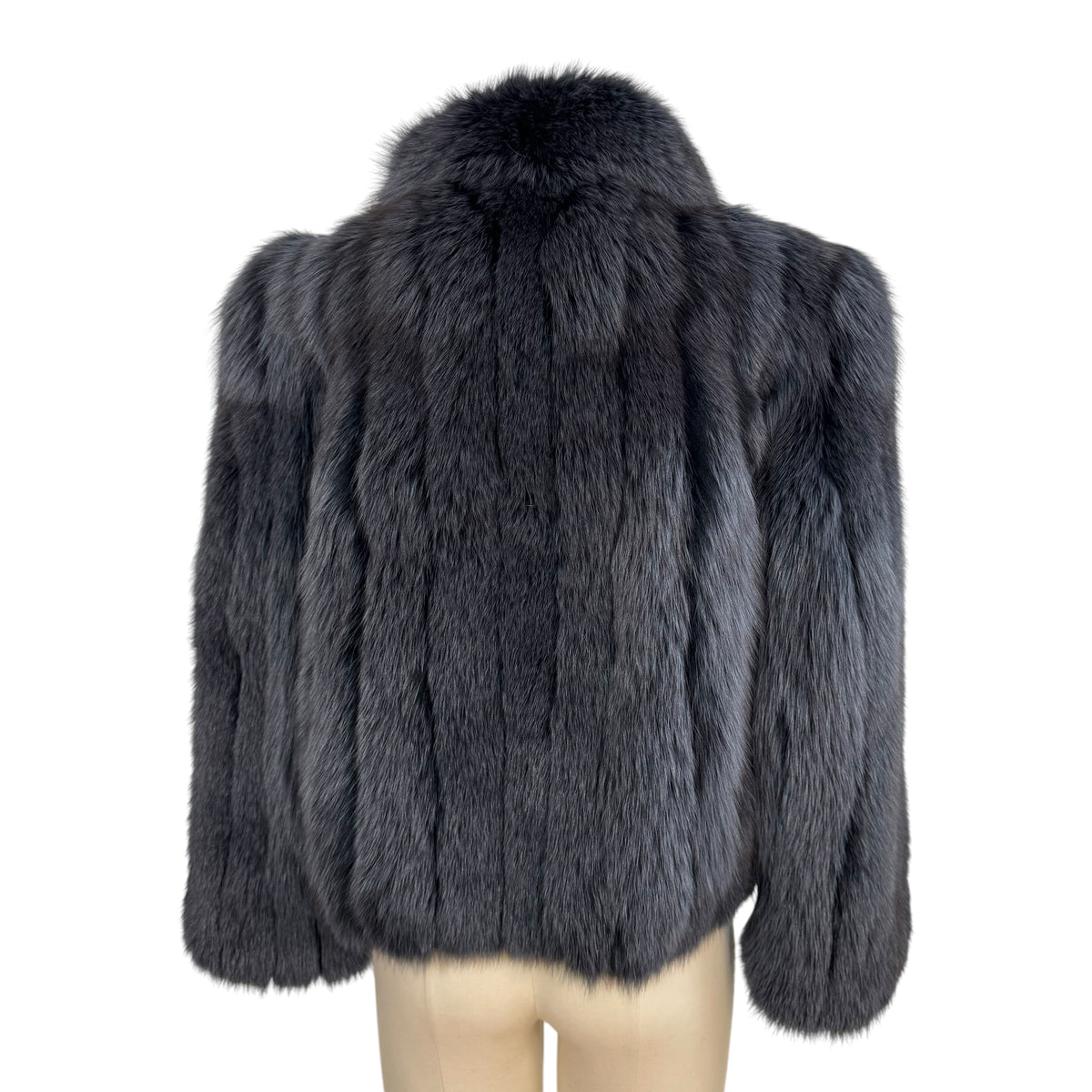 Sagano Fox Fur Coat Dark Gray 1990s Vintage XS