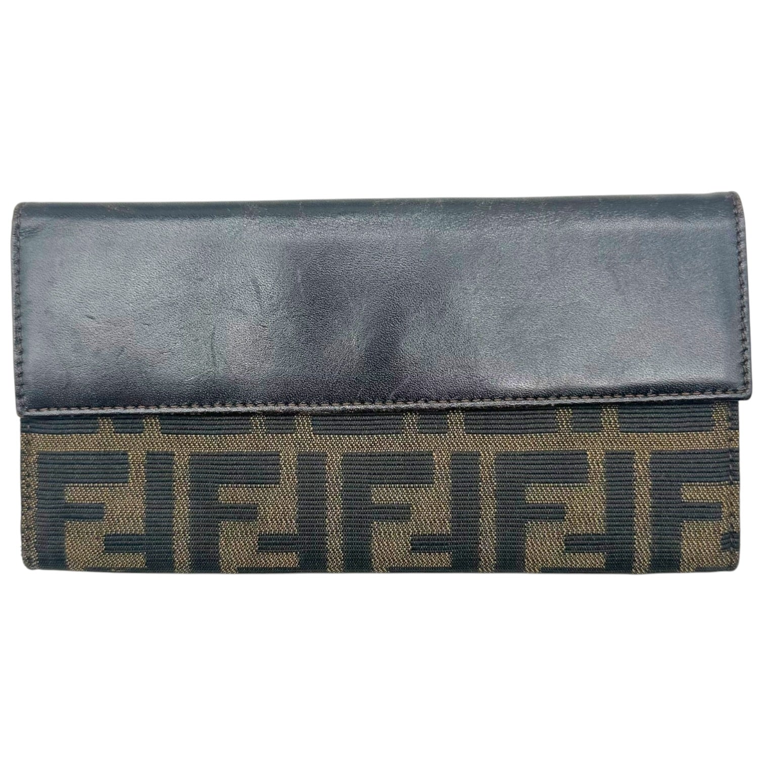 Fendi Long Bi-Fold Wallet Brown Zucca Monogram