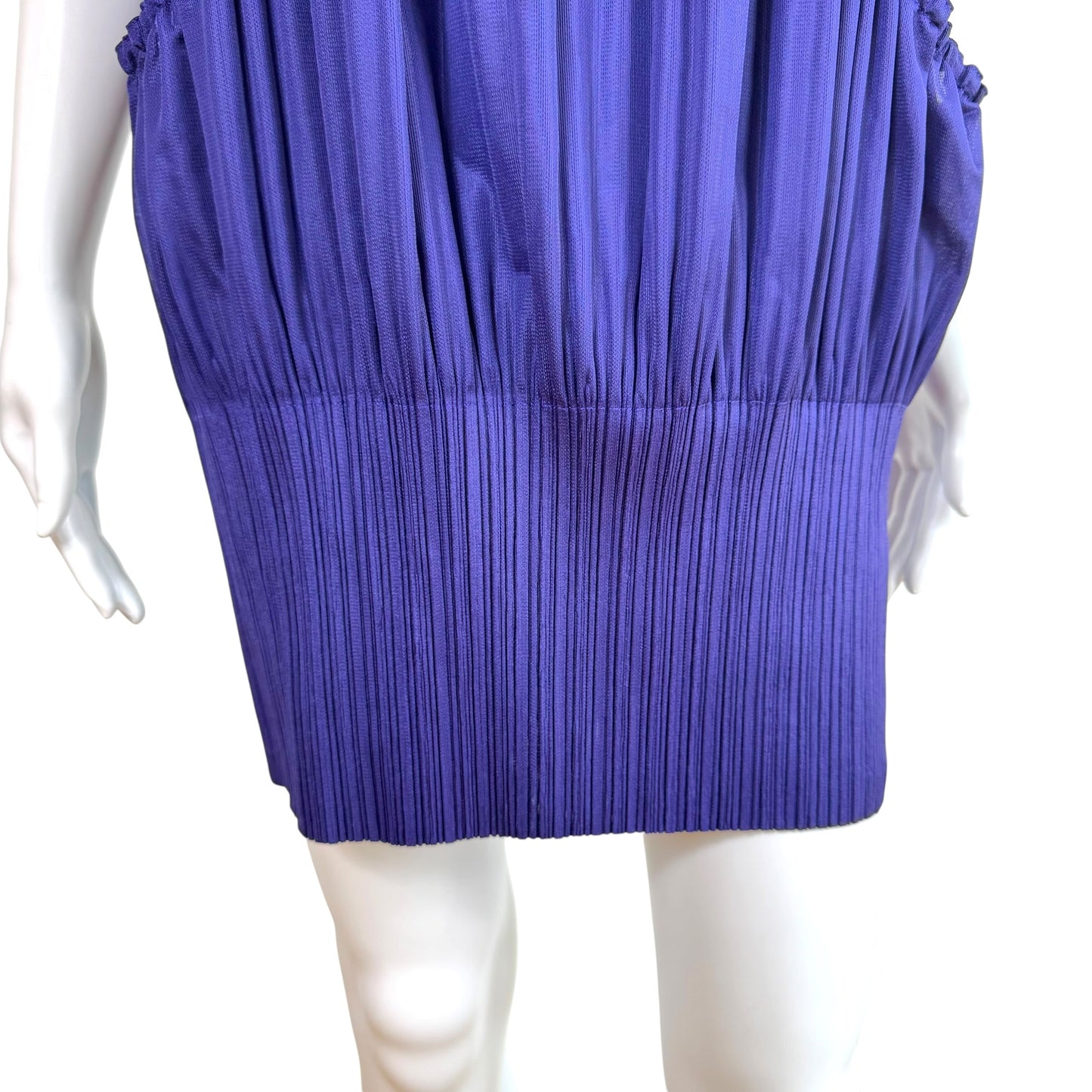Issey Miyake Pleats Please Purple Turtleneck Balloon Style Pleated Mini Dress Sz 3