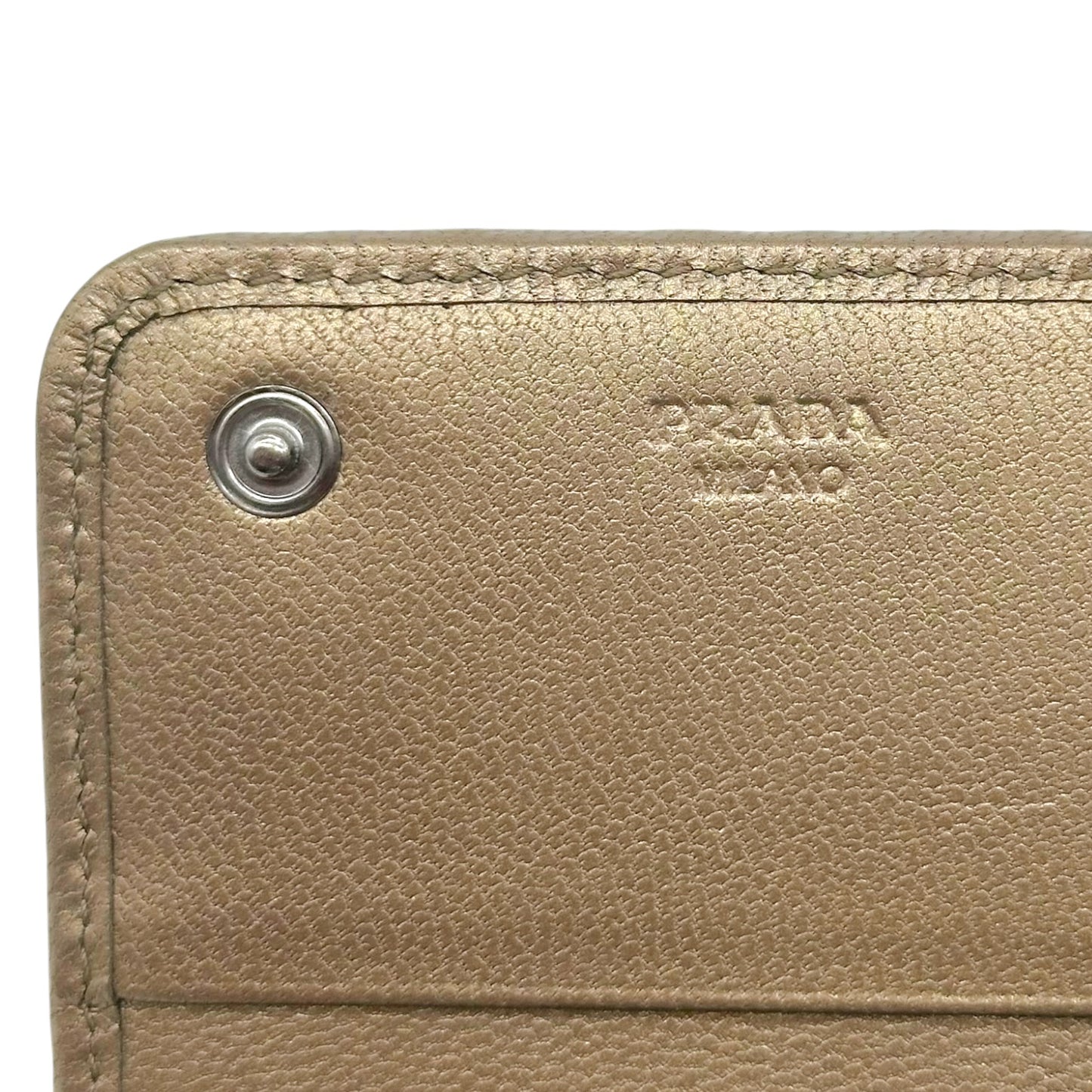 Prada Woven Long Wallet Metallic Silver Gold