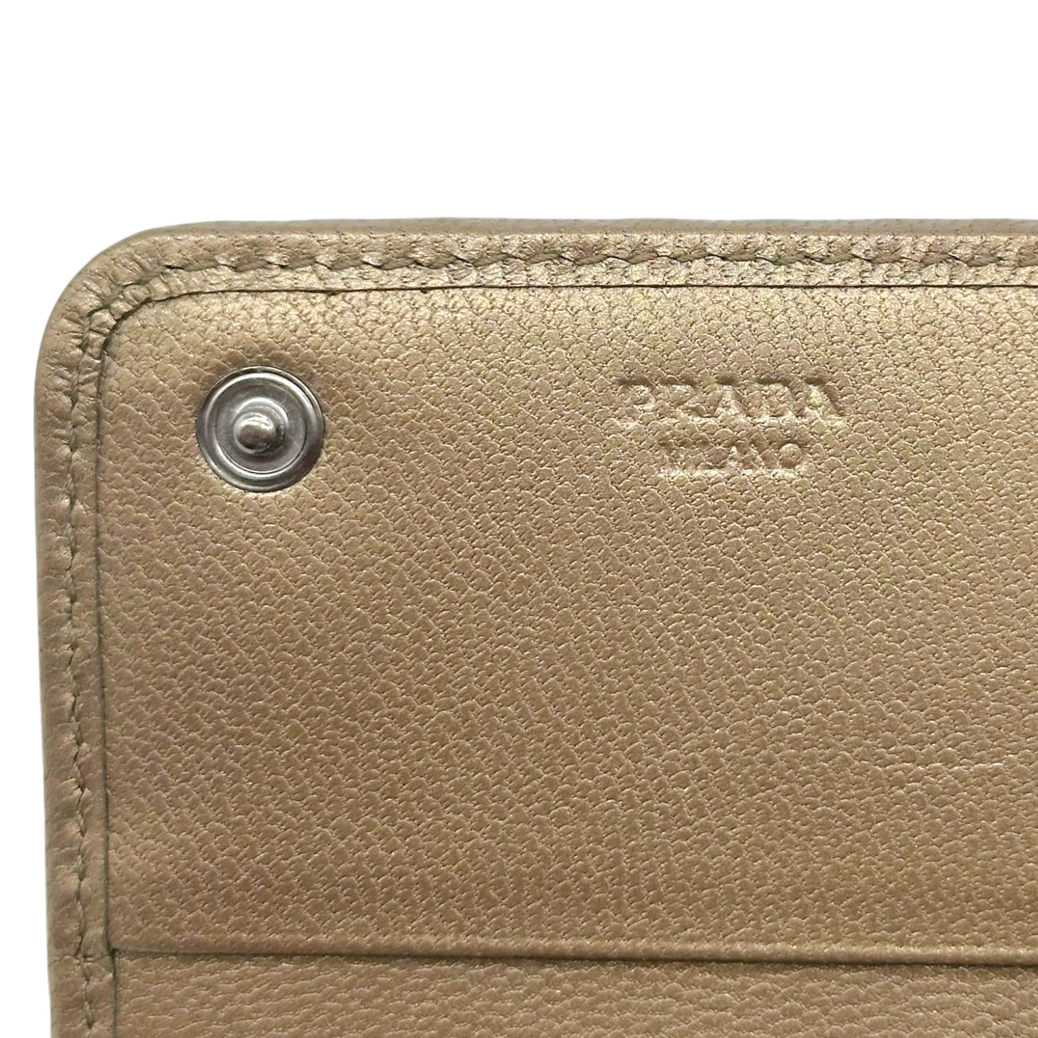 Prada Woven Long Wallet Metallic Silver Gold