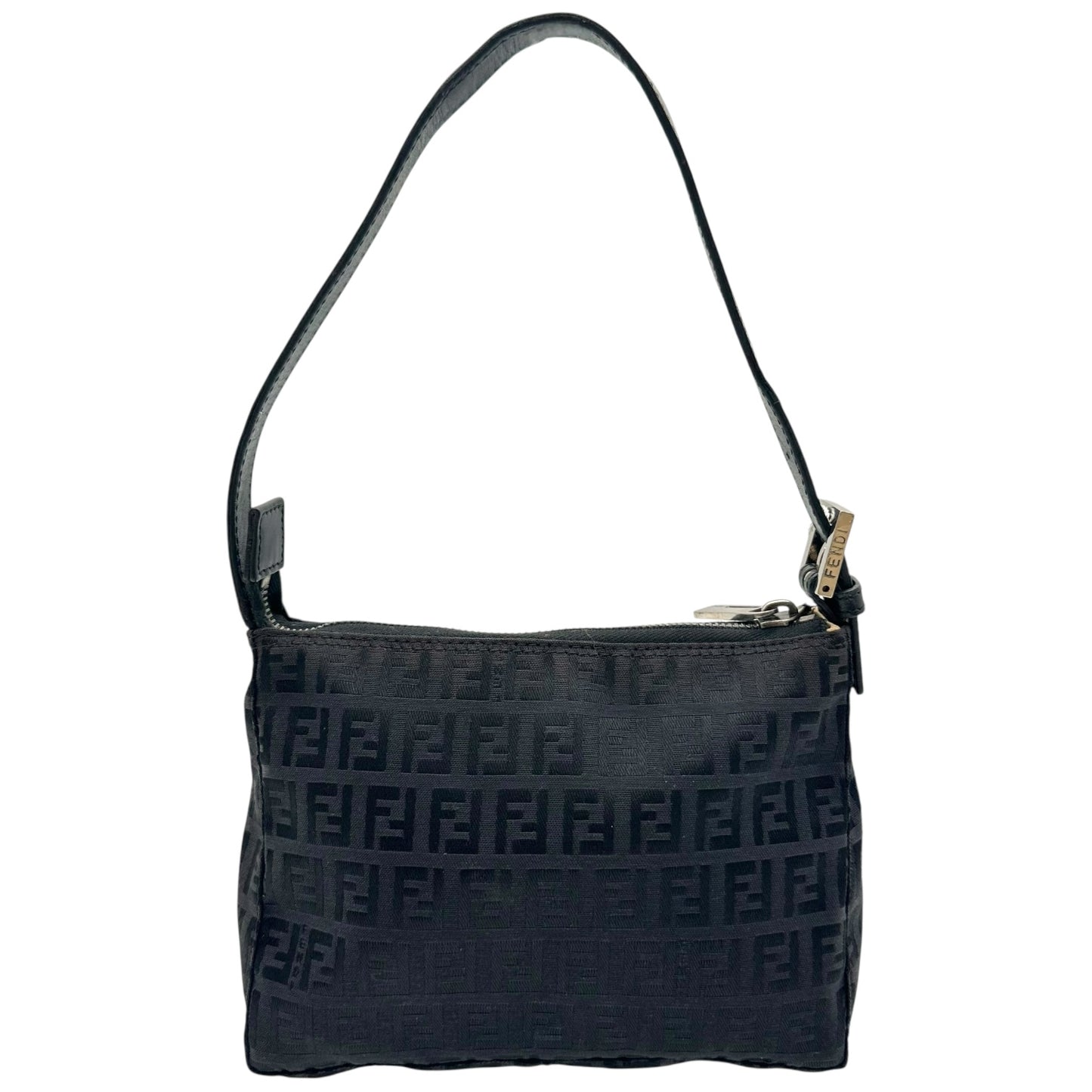 Fendi Black Zucchino Monogram Shoulder Pochette Bag