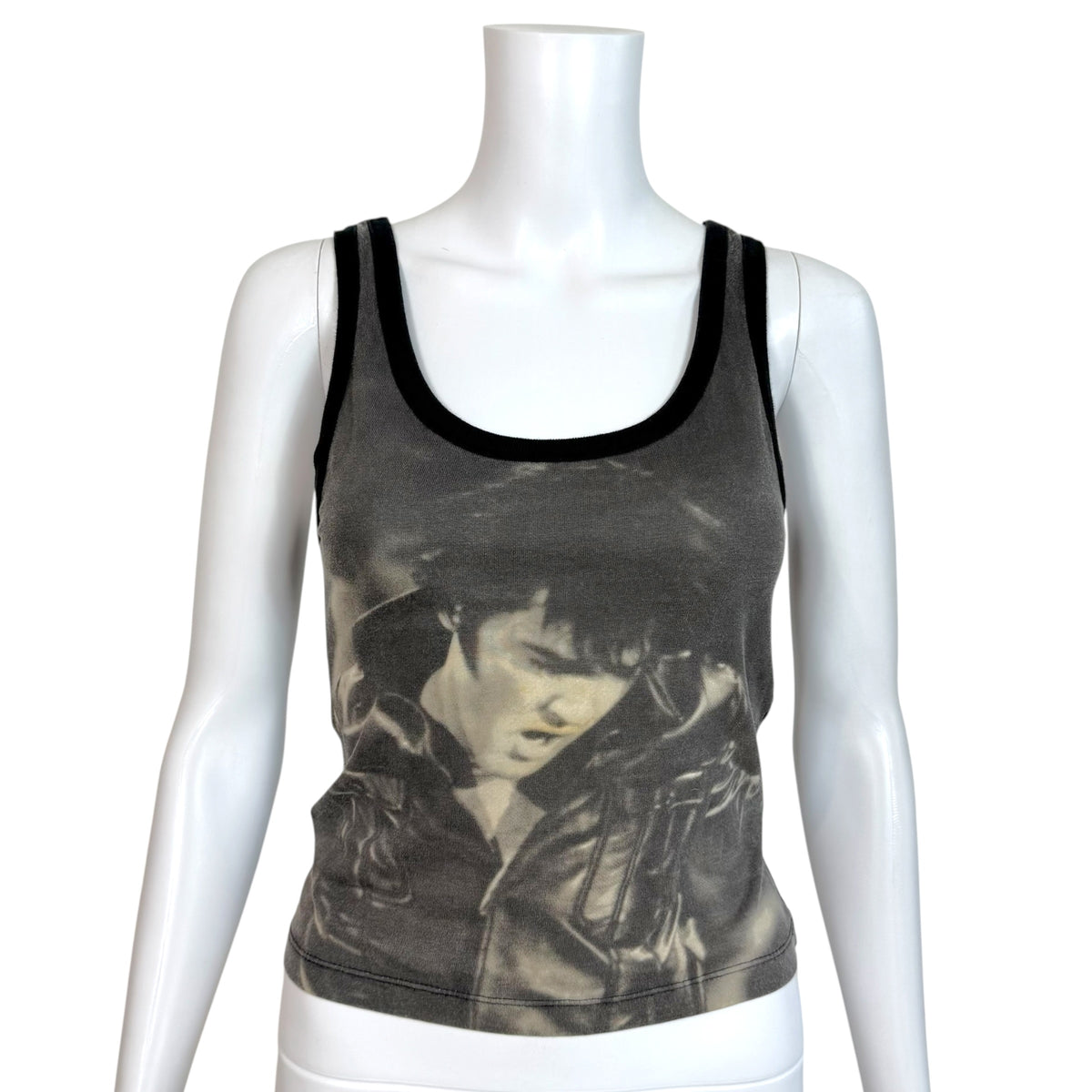 D&G Dolce & Gabbana Black & White Elvis Graphic Tank Top