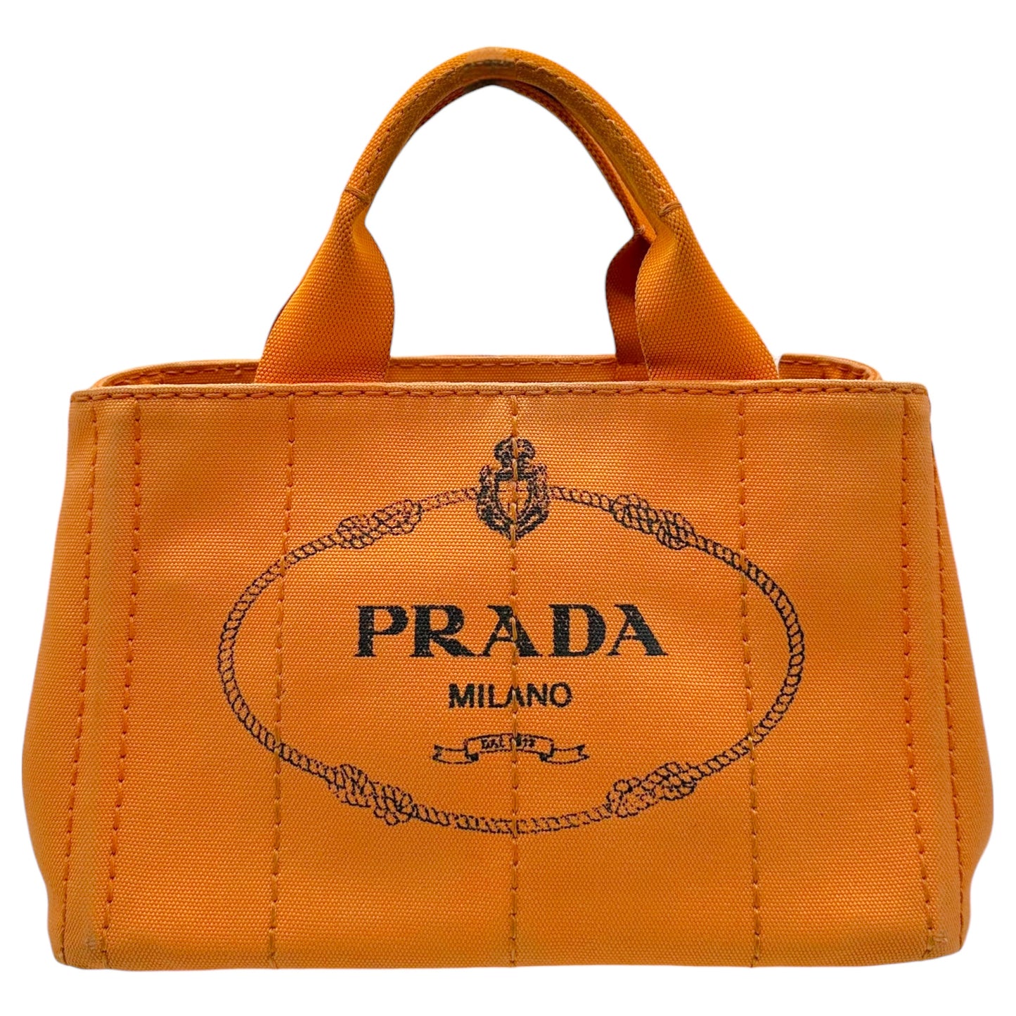 Prada Orange Canvas Small Canapa Tote Bag