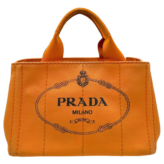 Prada Orange Canvas Small Canapa Tote Bag