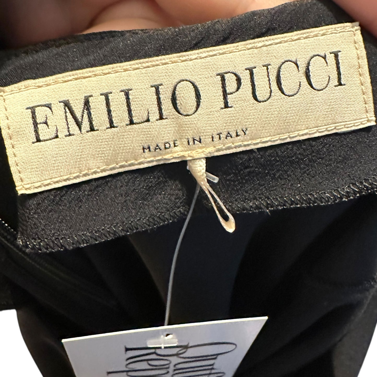 Emilio Pucci Black Maxi Dress Multicolor Silk Tie-Back