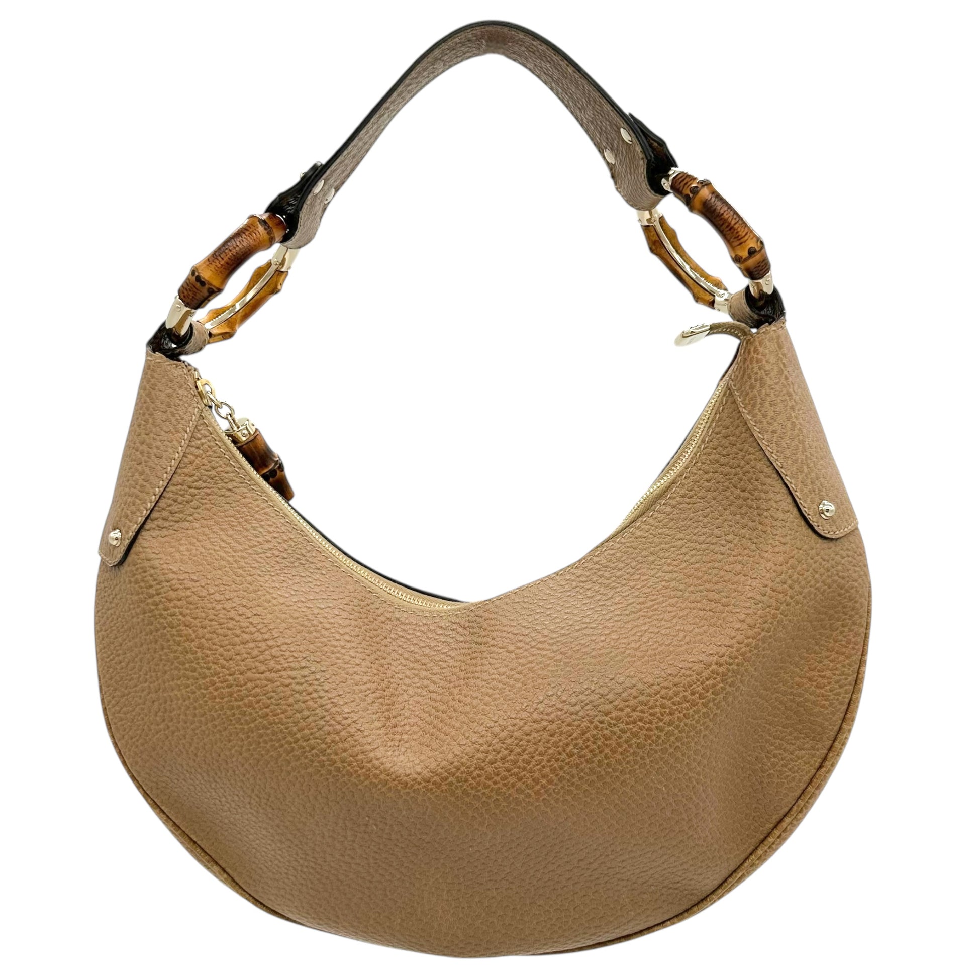 Gucci Tan Leather & Bamboo Crescent Bag - Outfit Repeater