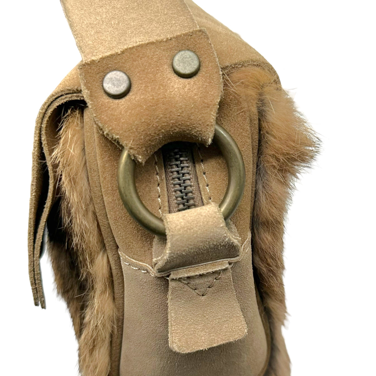 Dolce & Gabbana Rabbit Fur Suede Crossbody Bag