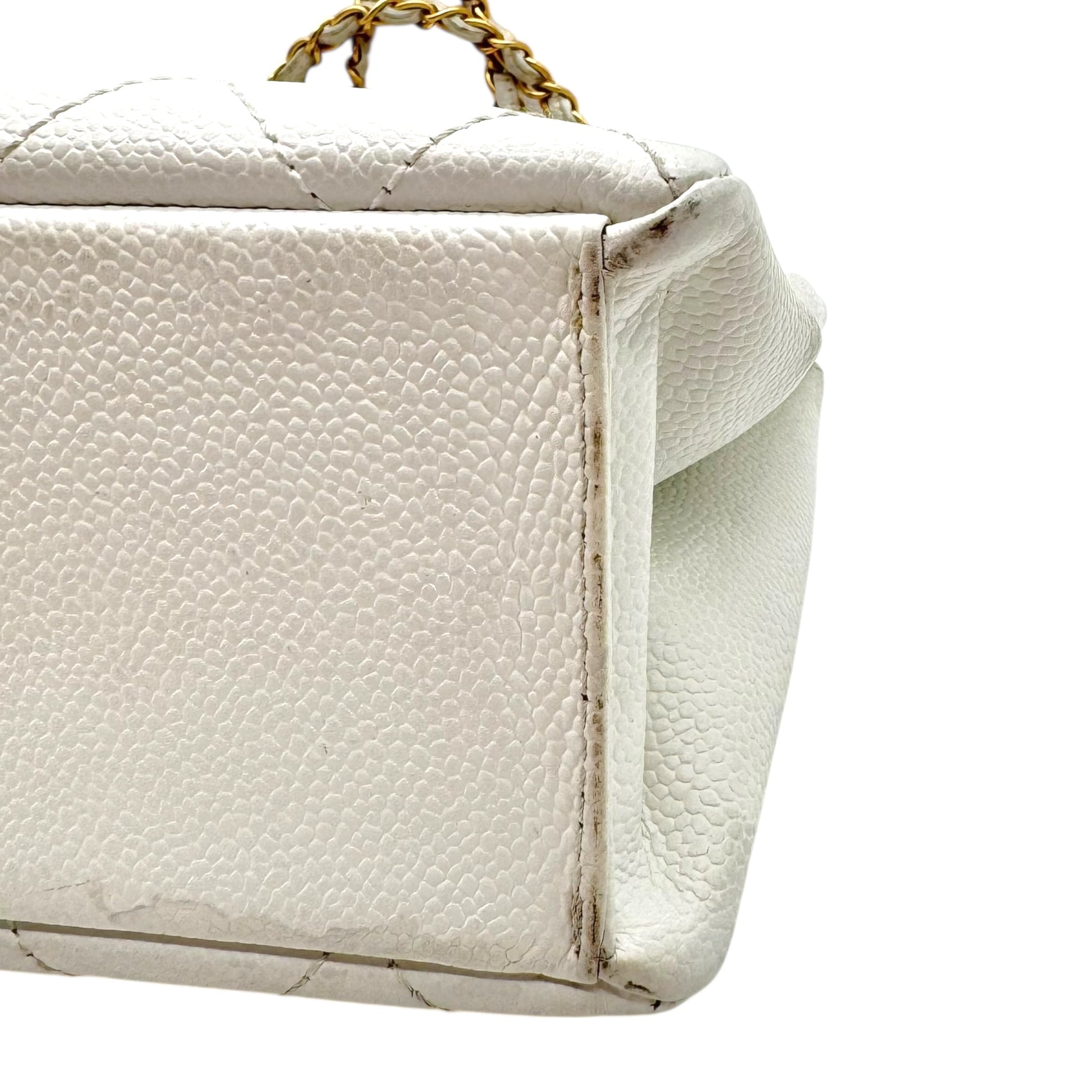 Chanel White Caviar Matelasse Wood Bar Shoulder Bag 2003-04 - Outfit Repeater