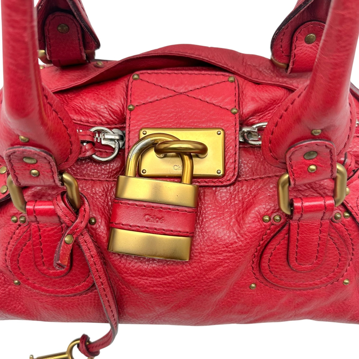 Chloé Red Leather Paddington Shoulder Bag