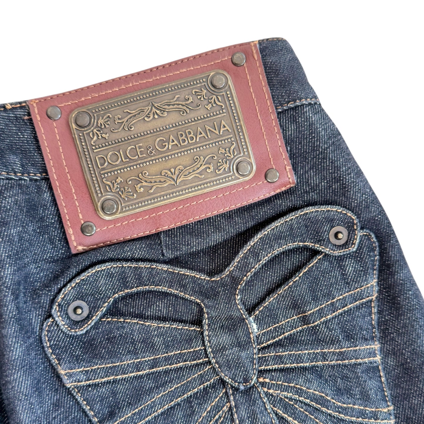 Dolce & Gabbana Blue Denim Butterfly Pocket Jeans