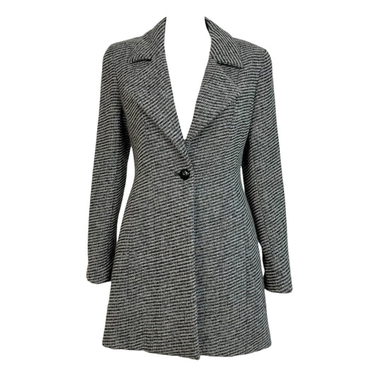 Chanel Black White Wool Tweed Mid-Length Jacket