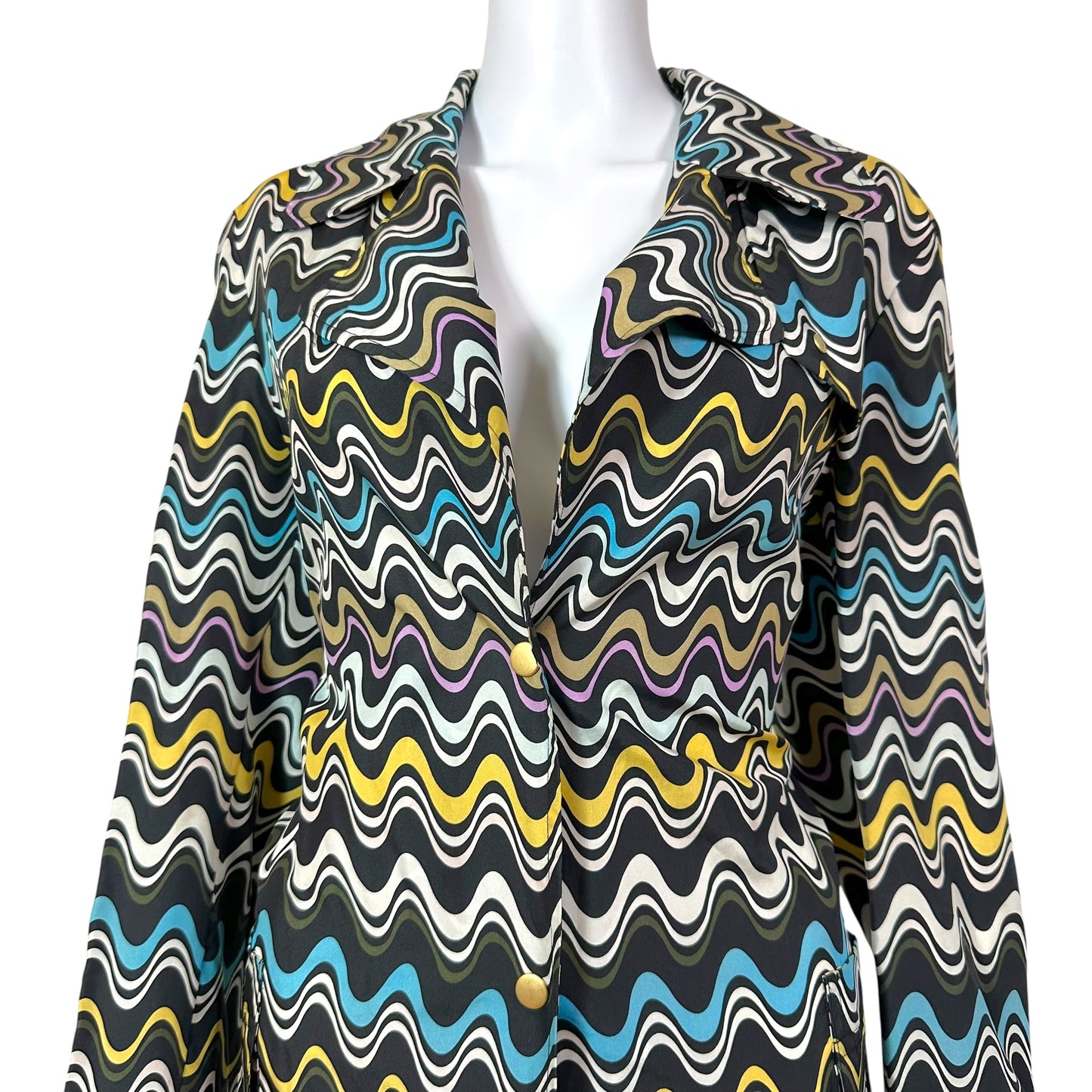 Missoni M Multicolor Chevron Print Nylon Longline Jacket