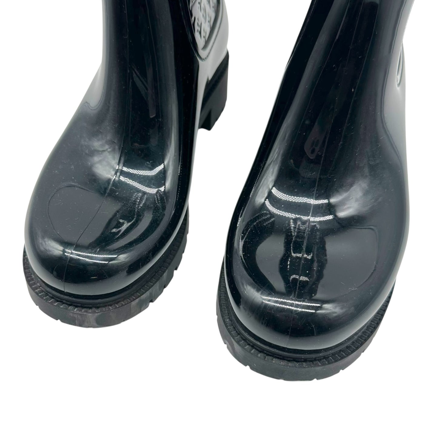Louis Vuitton Black Shiny Rubber Embossed Monogram Rain Boots