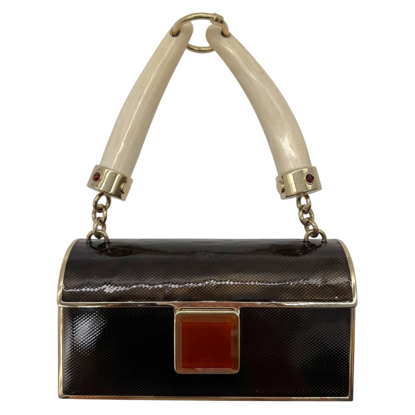 Yves Saint Laurent by Tom Ford Double Horn Mombasa Metal Box Evening Bag RARE