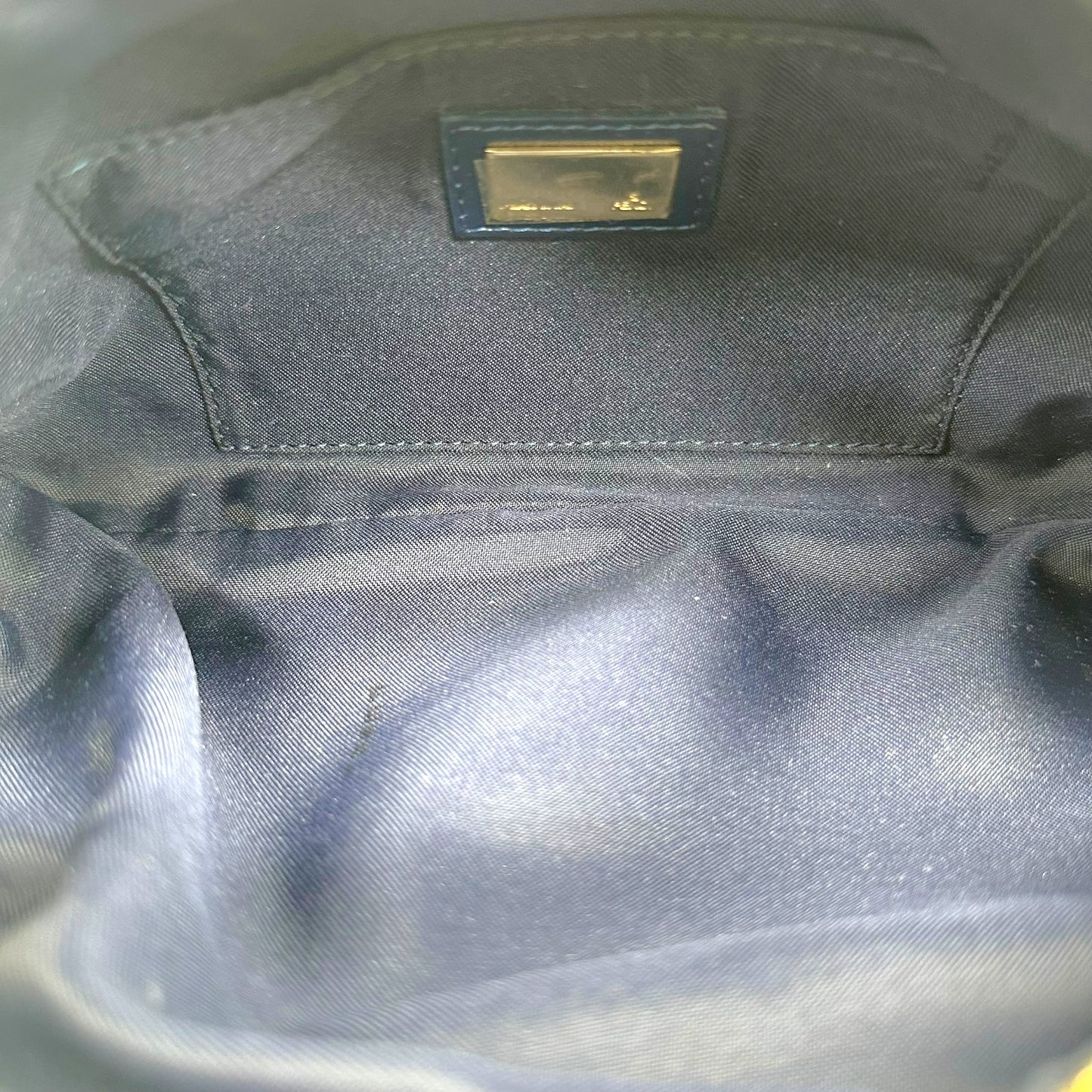Fendi Blue Zucchino Monogram Leather Trim Shoulder Bag