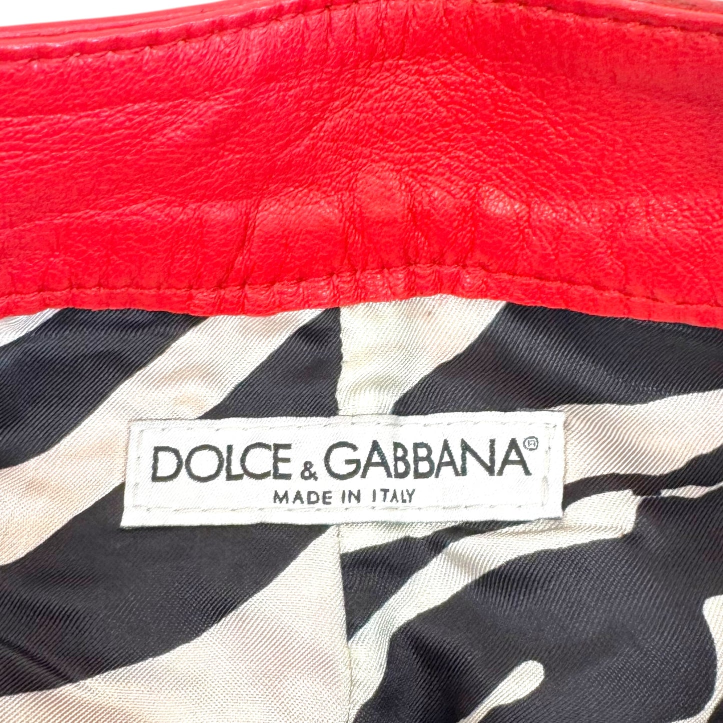 Dolce & Gabbana Red Leather Capri Pants