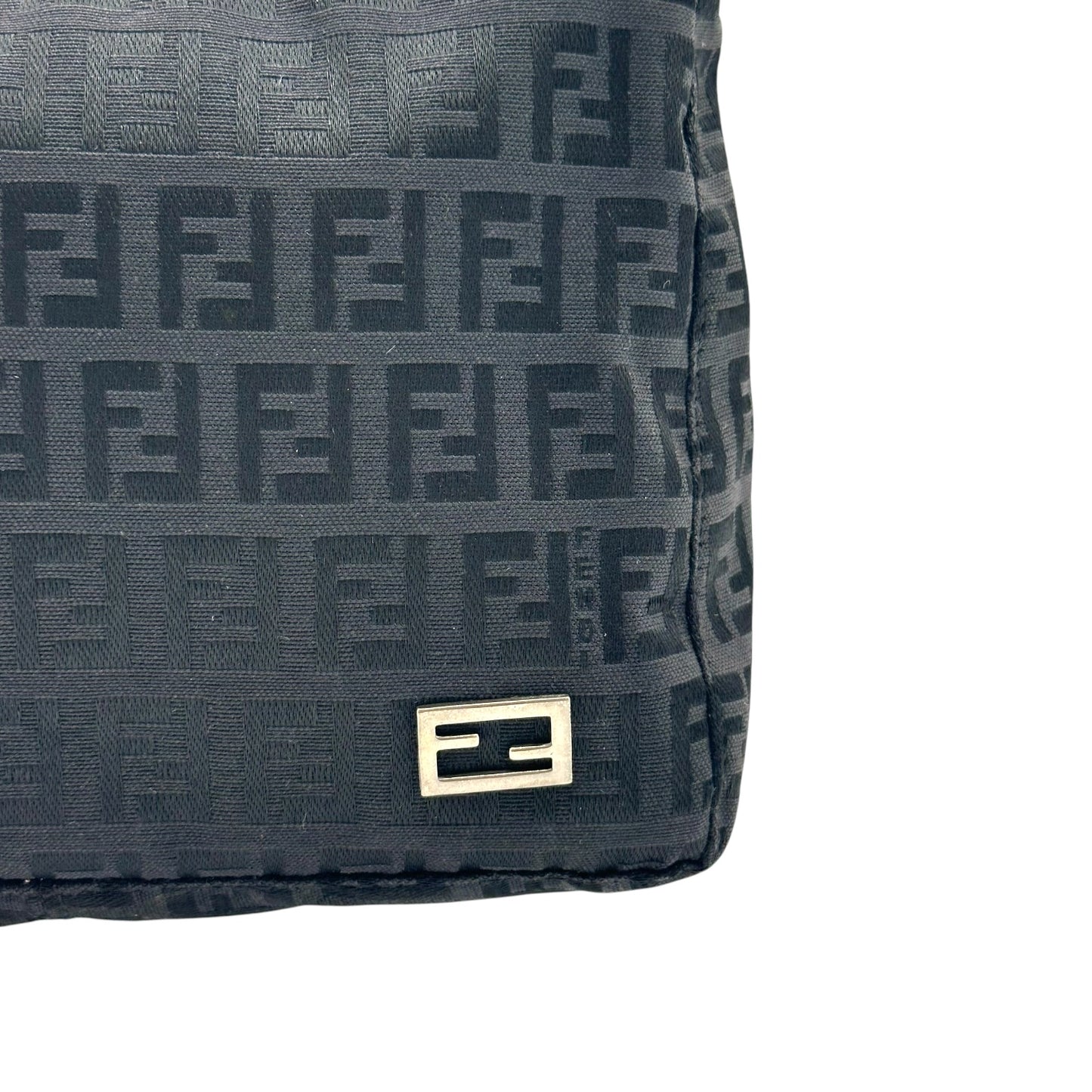 Fendi Black Zucchino Monogram Shoulder Pochette Bag