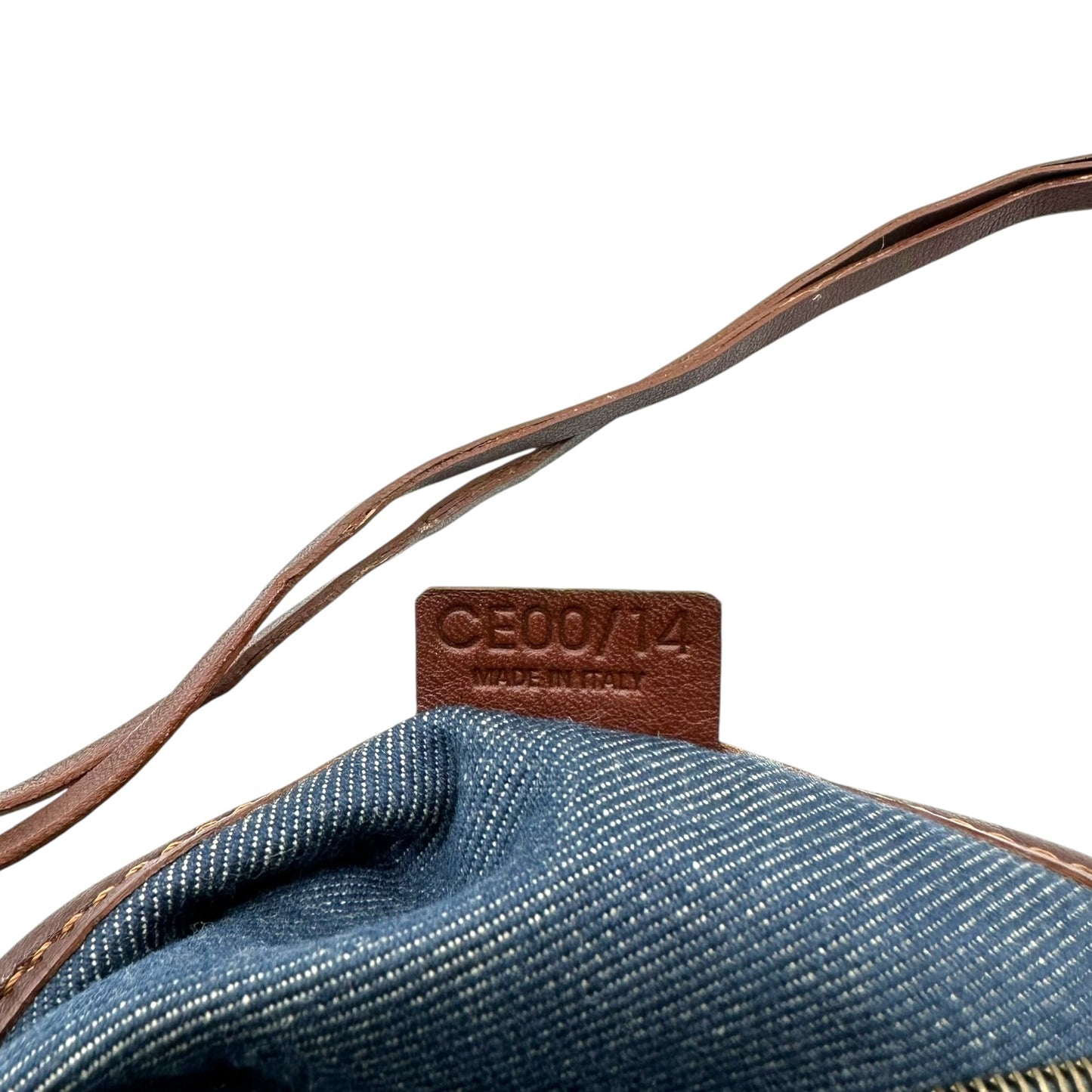 Celine Denim Triomphe Monogram Pochette Shoulder Bag