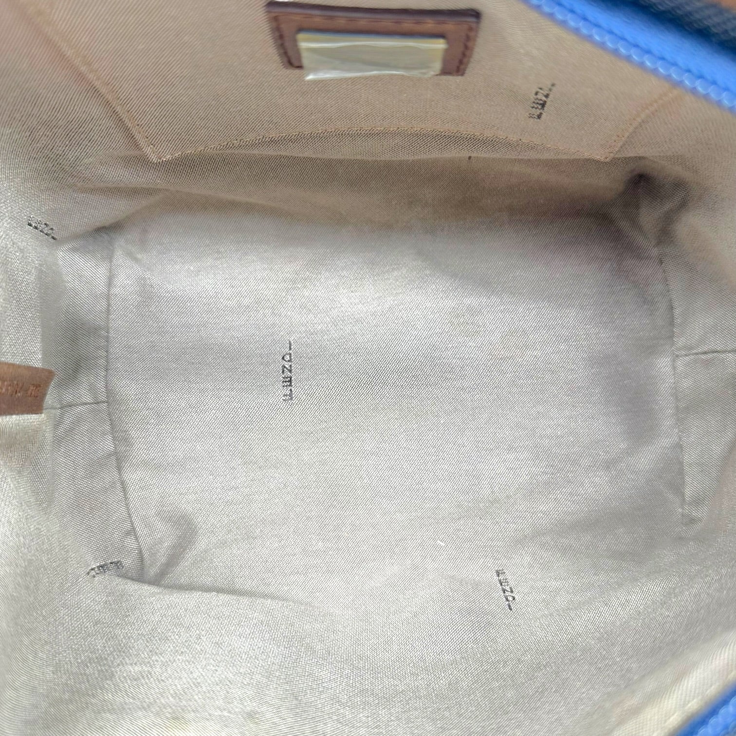 Fendi Denim Striped Mini Tote Bag with Embroidered Logo