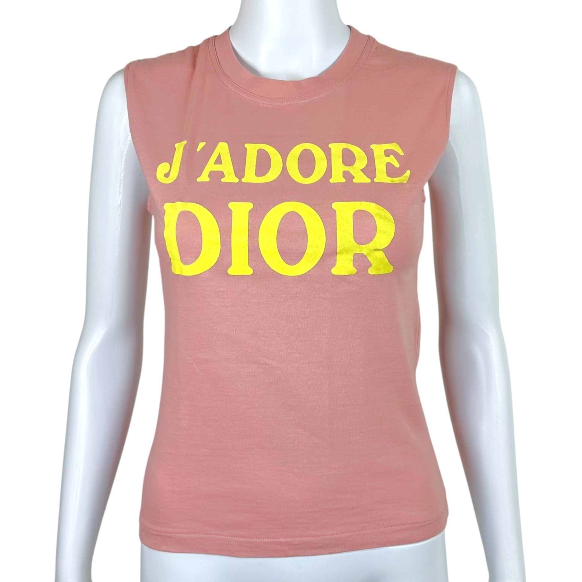Christian Dior Pink Yellow J'Adore Logo Tank Top