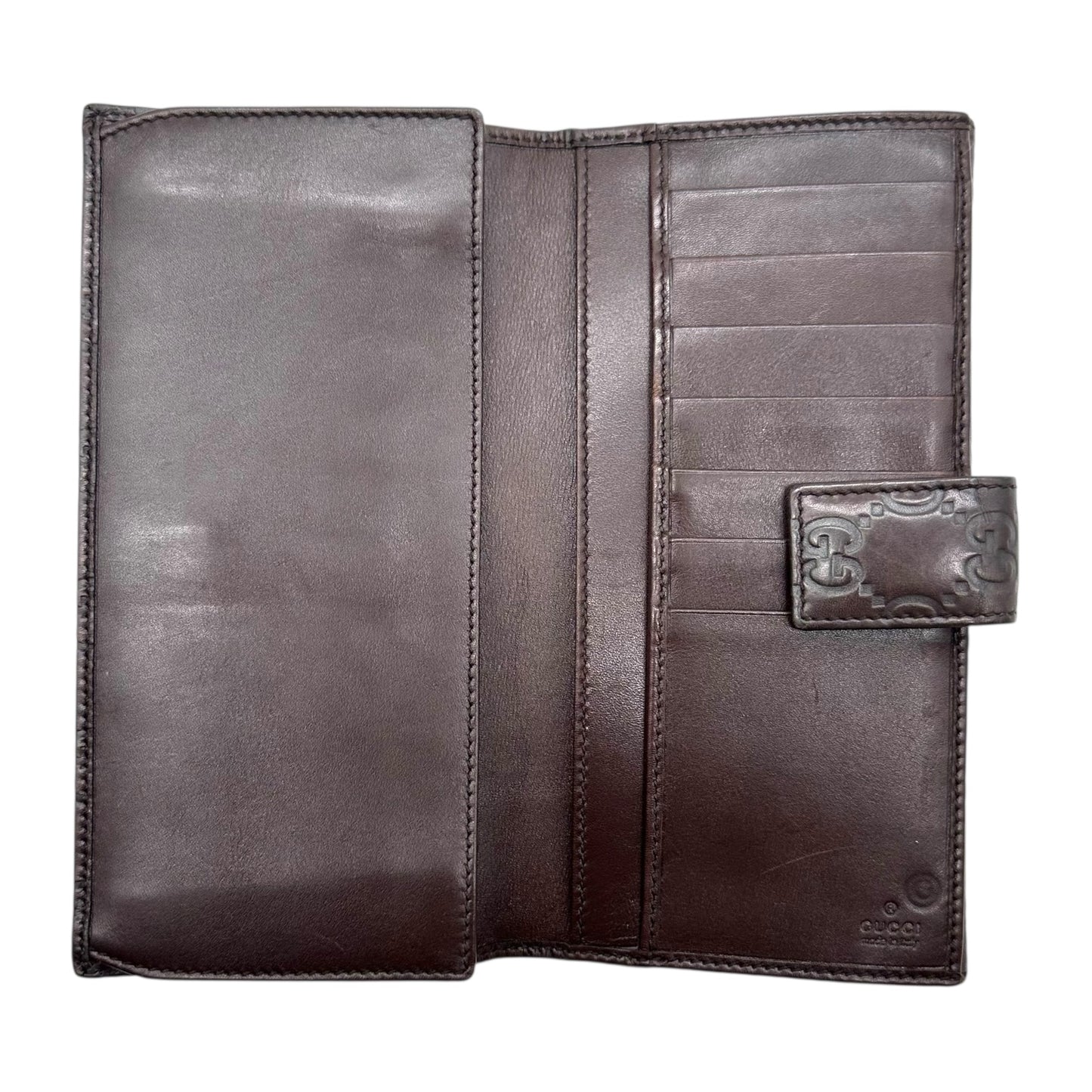Gucci Brown Guccissima Embossed Monogram Long Wallet - Outfit Repeater