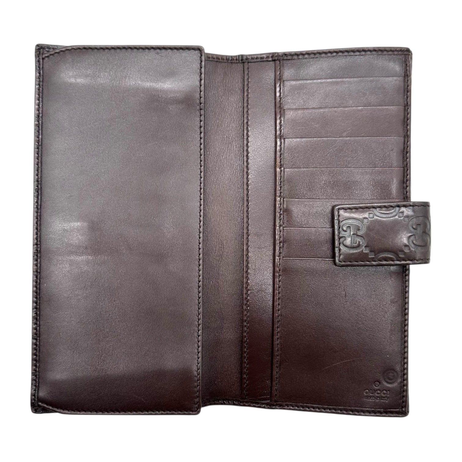 Gucci Brown Guccissima Embossed Monogram Long Wallet - Outfit Repeater