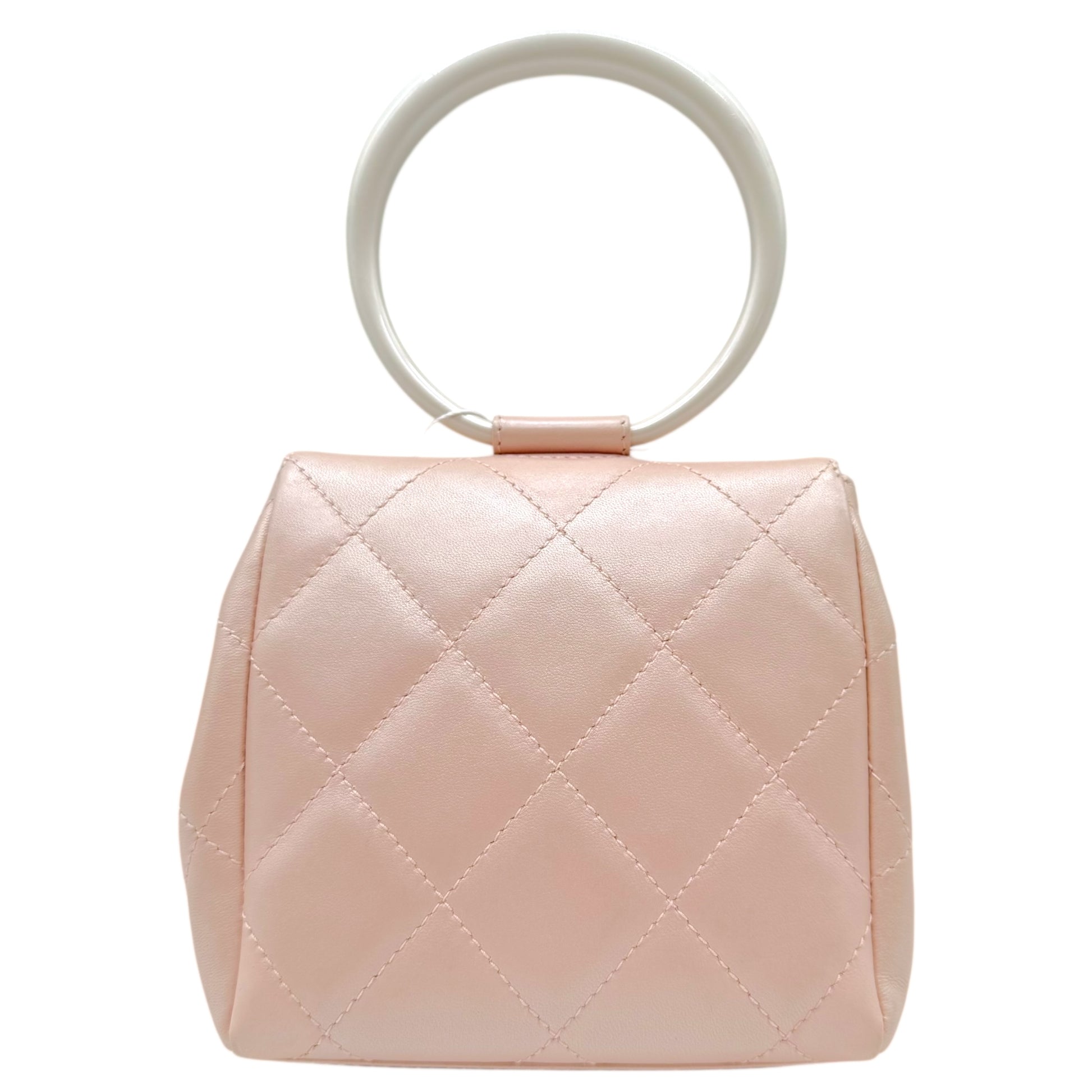 Chanel Light Pink Lambksin Matelasse Mini Bracelet Bag 2000-02 - Outfit Repeater