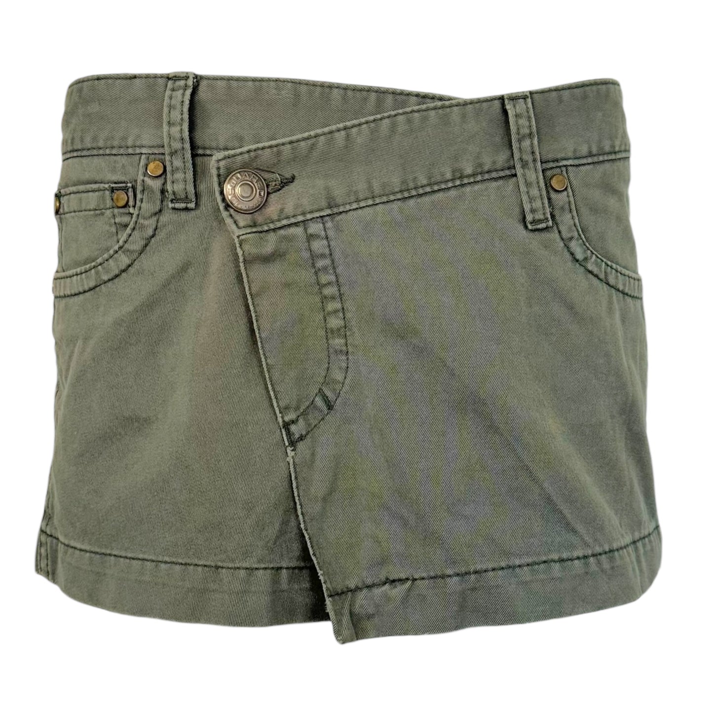 Dsquared2 Khaki Green Wrap Micro Mini Skirt