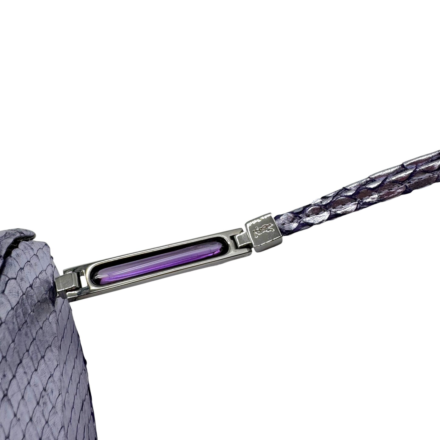 Yves Saint Laurent Rive Gauche Metallic Purple Python Clutch Bag