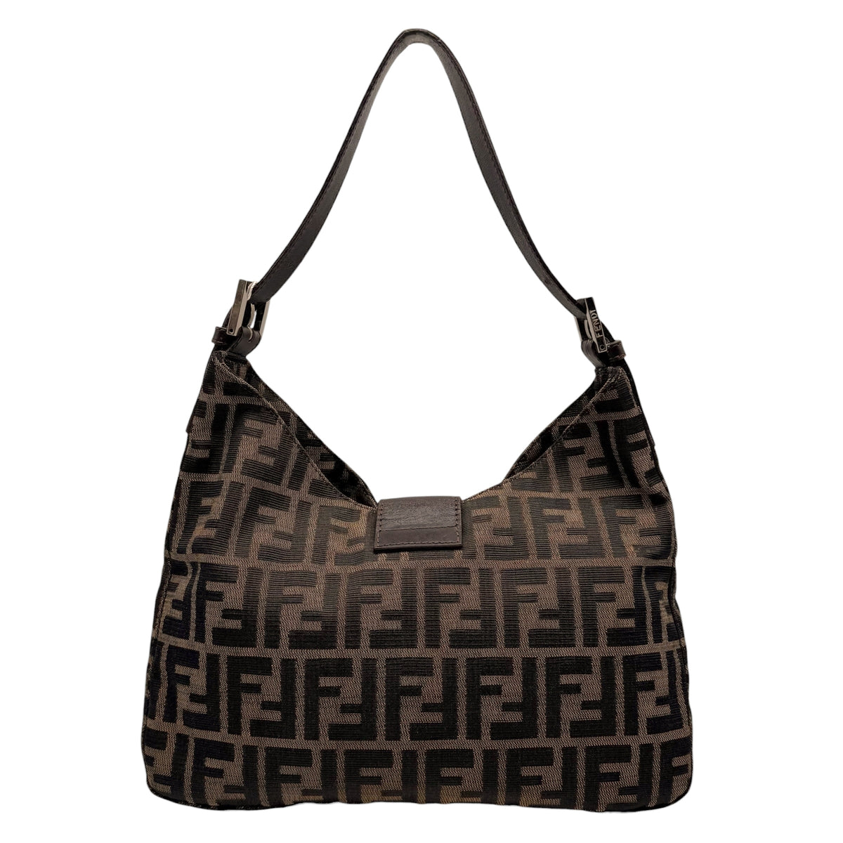 Fendi Brown Monogram Zucca Shoulder Baguette Bag