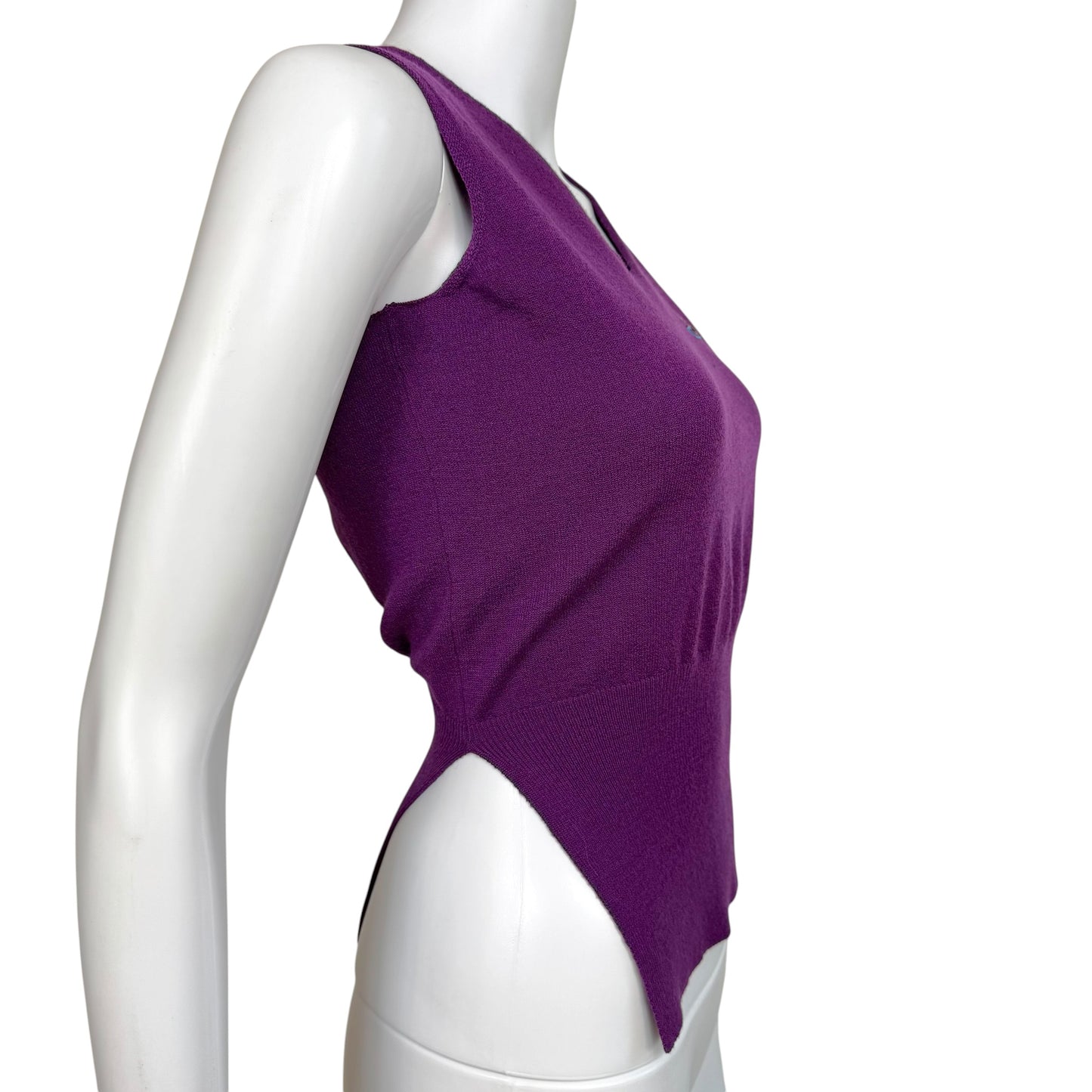 Vivienne Westwood Cropped Purple Wool V-Neck Vest Top