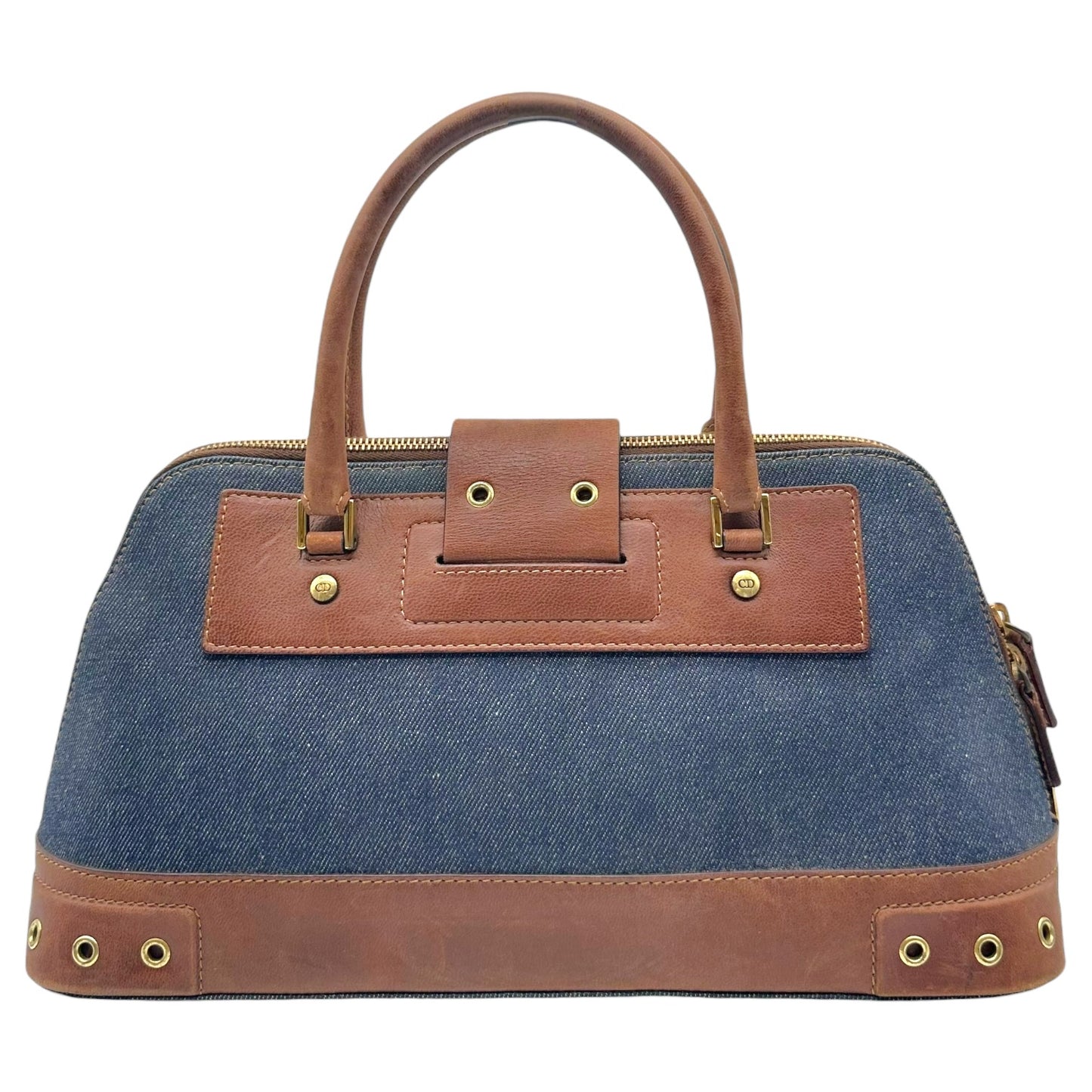 Christian Dior Denim Brown Leather Handbag