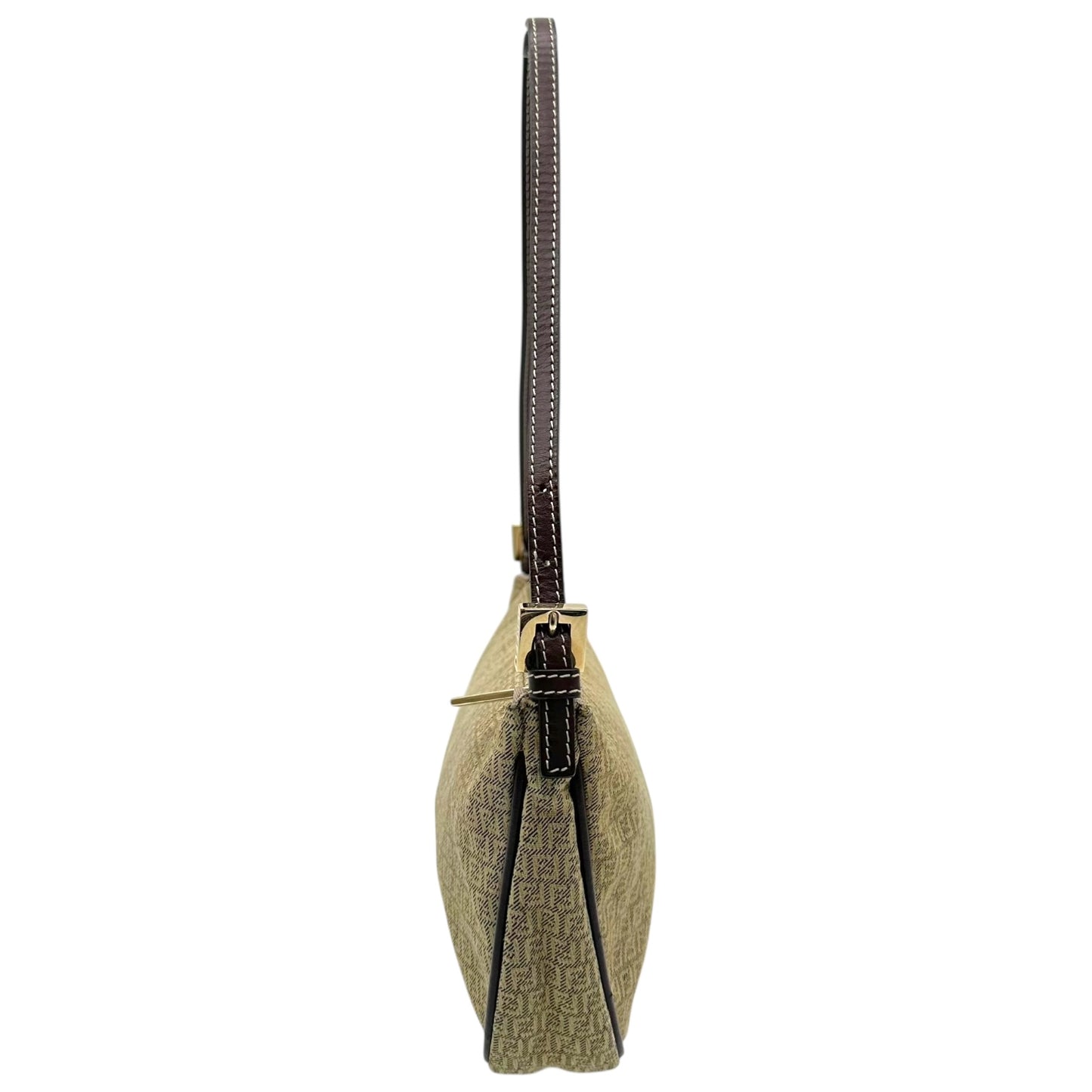 Fendi Khaki Green Zucchino Monogram Denim Pochette Bag