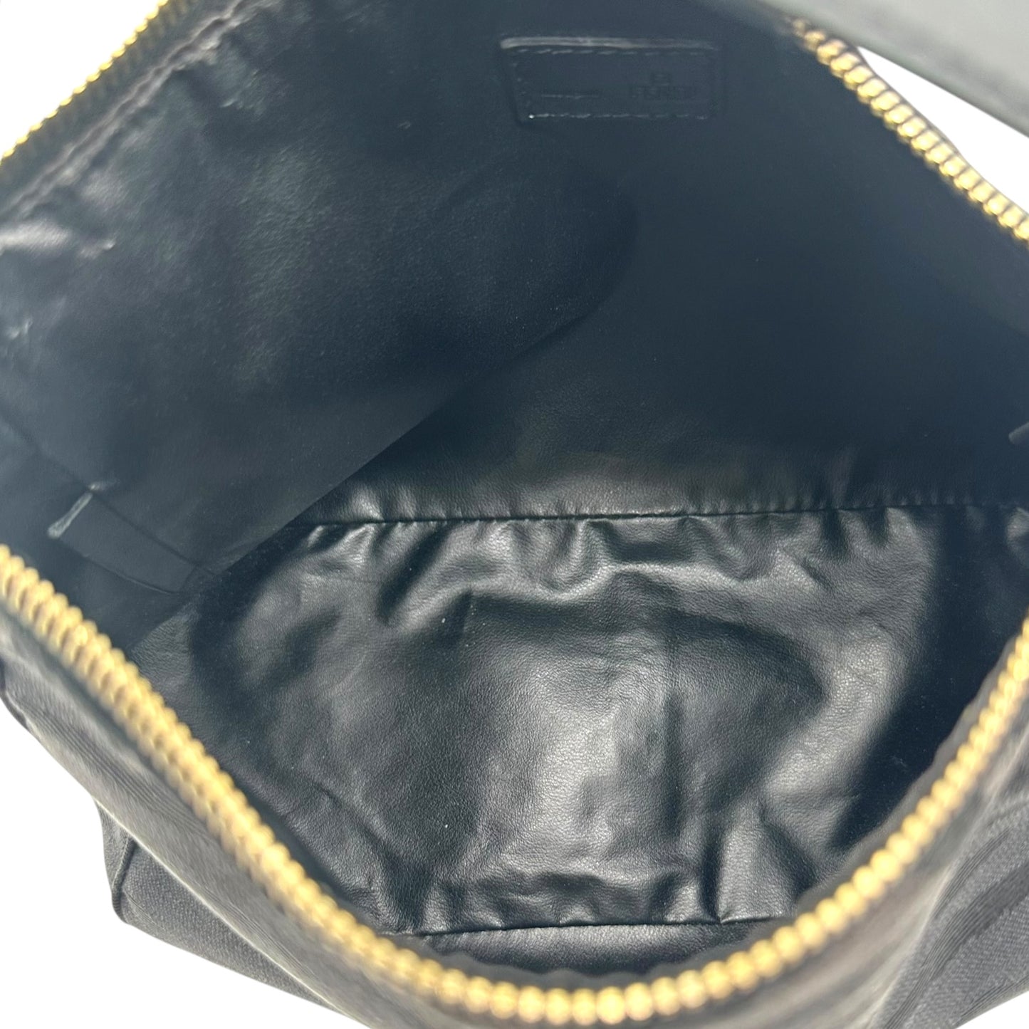 Fendi Black Zebra Print Canvas Pochette Bag